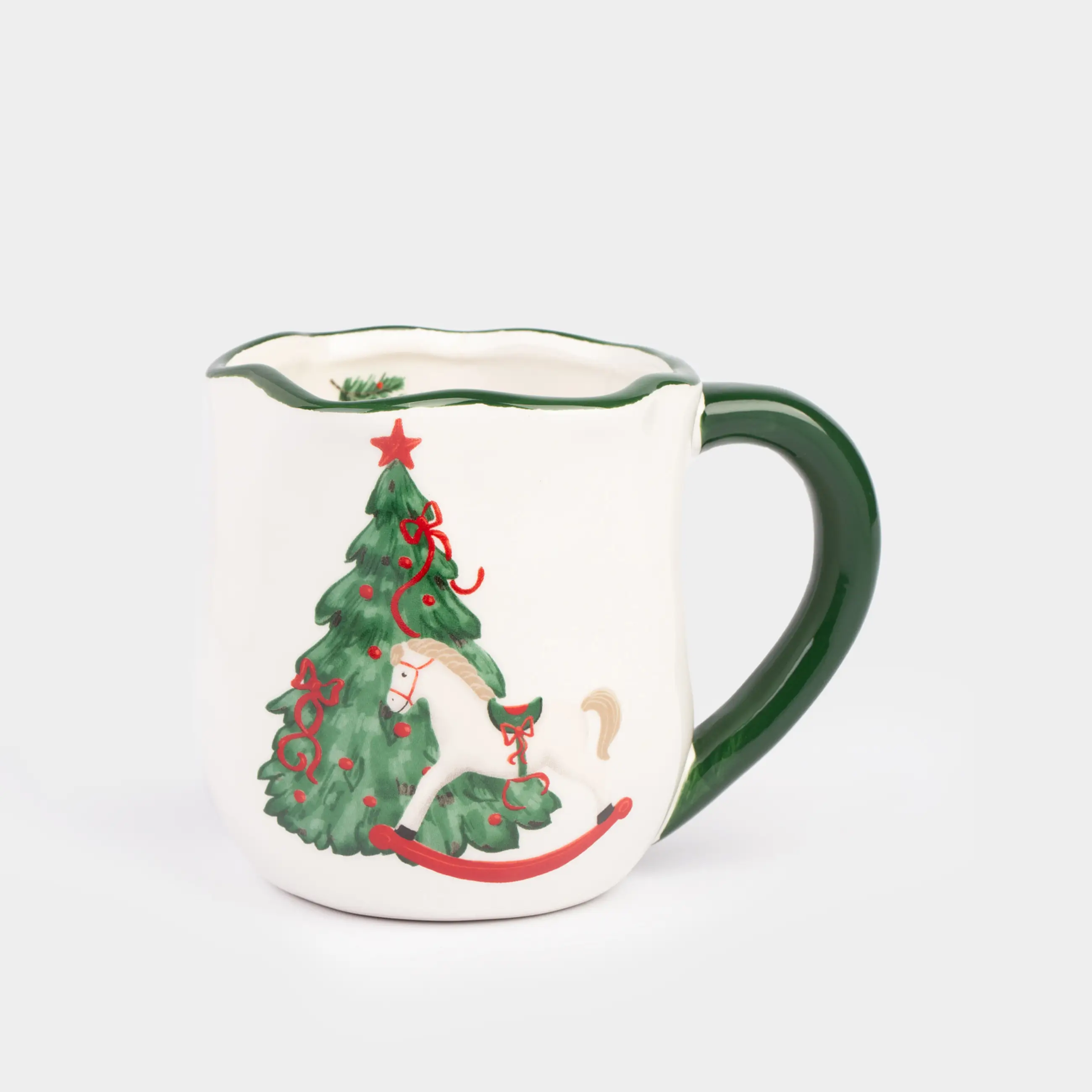 Кружка, 360 мл, керамика, Лошадка с елкой, Сhristmas green