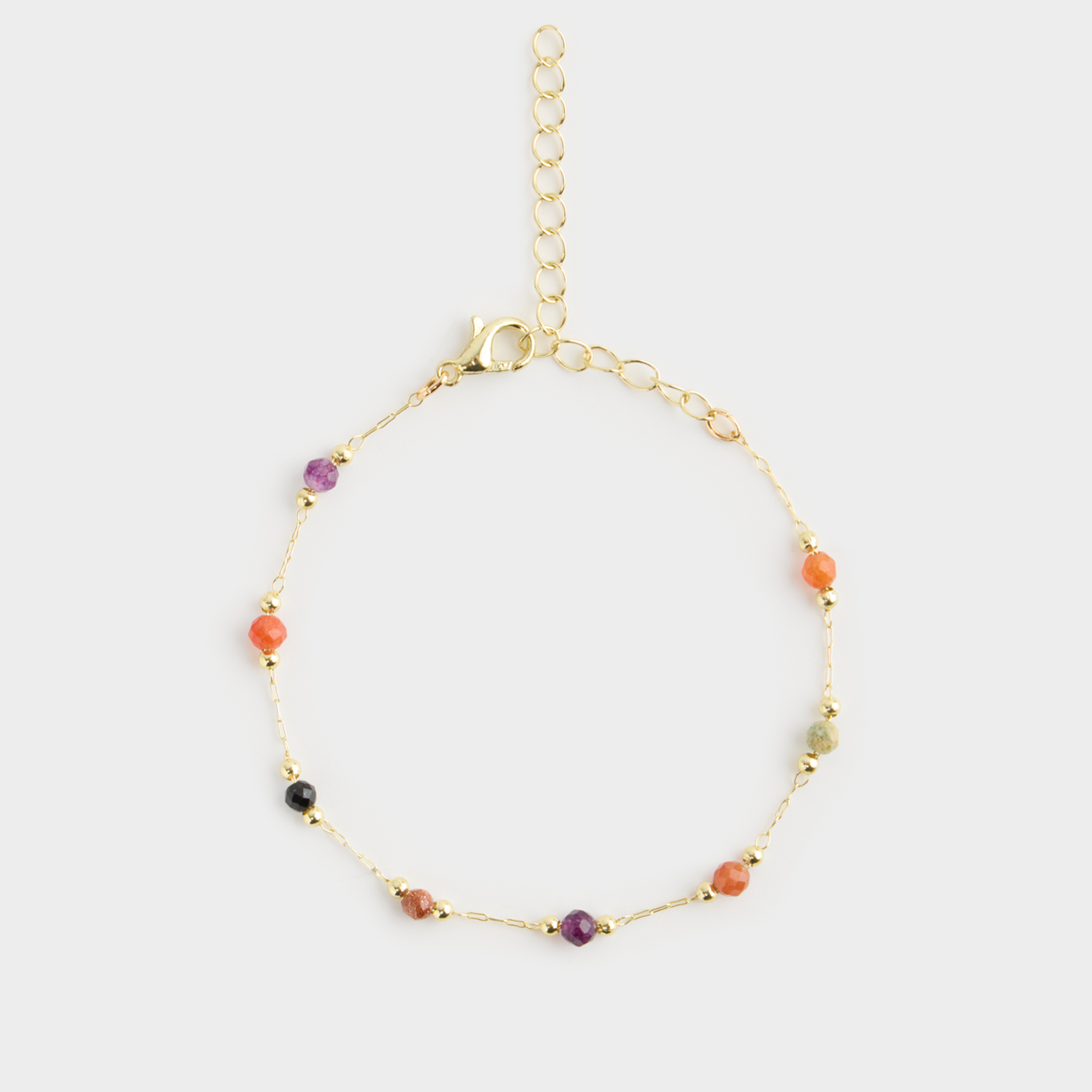 Браслет, 25 см, металл/пластик, золотистый, Бусины, Jewelry