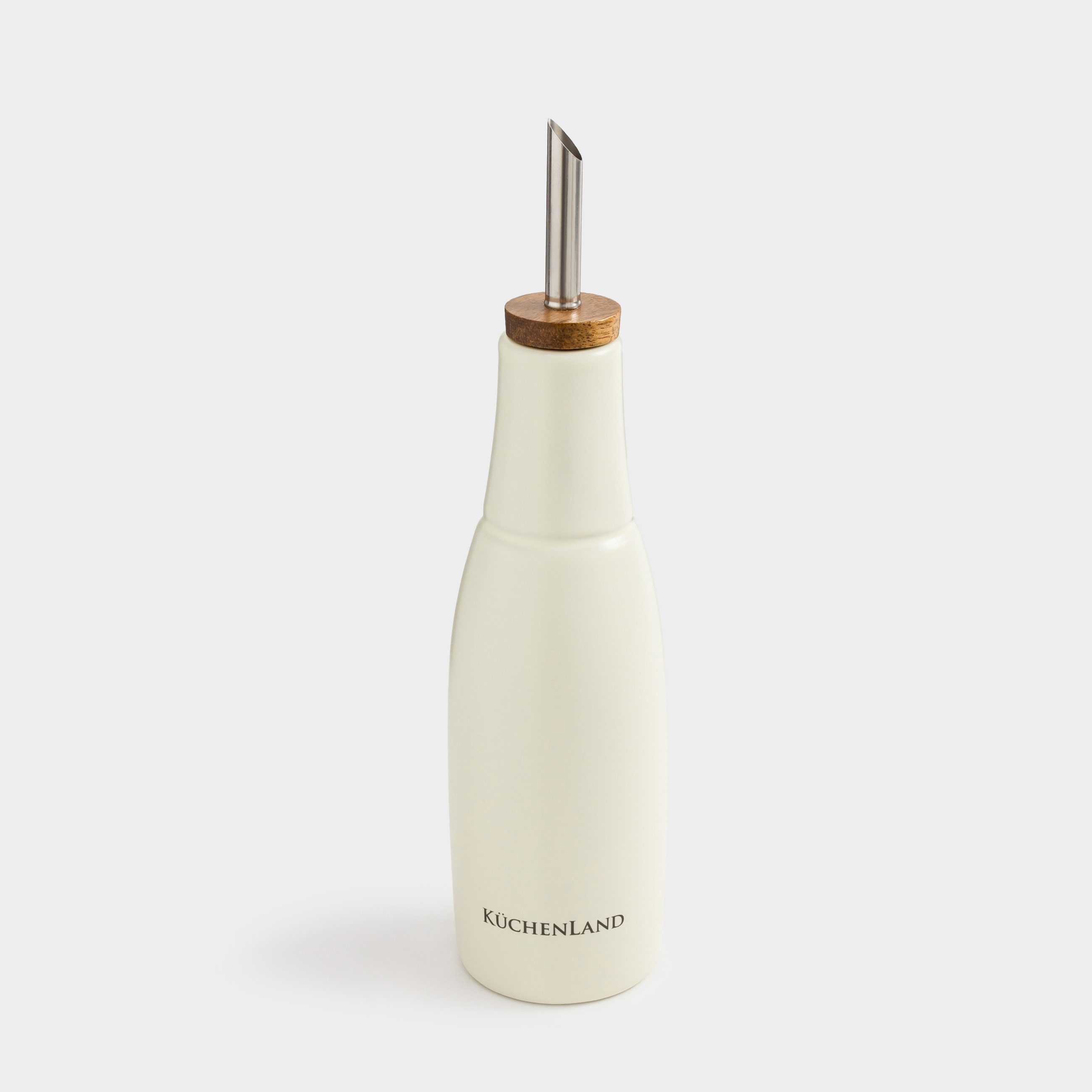 Бутылка для масла или уксуса, 220 мл, с дозатором, керамика/дерево, бежевая, Laneri, image-0