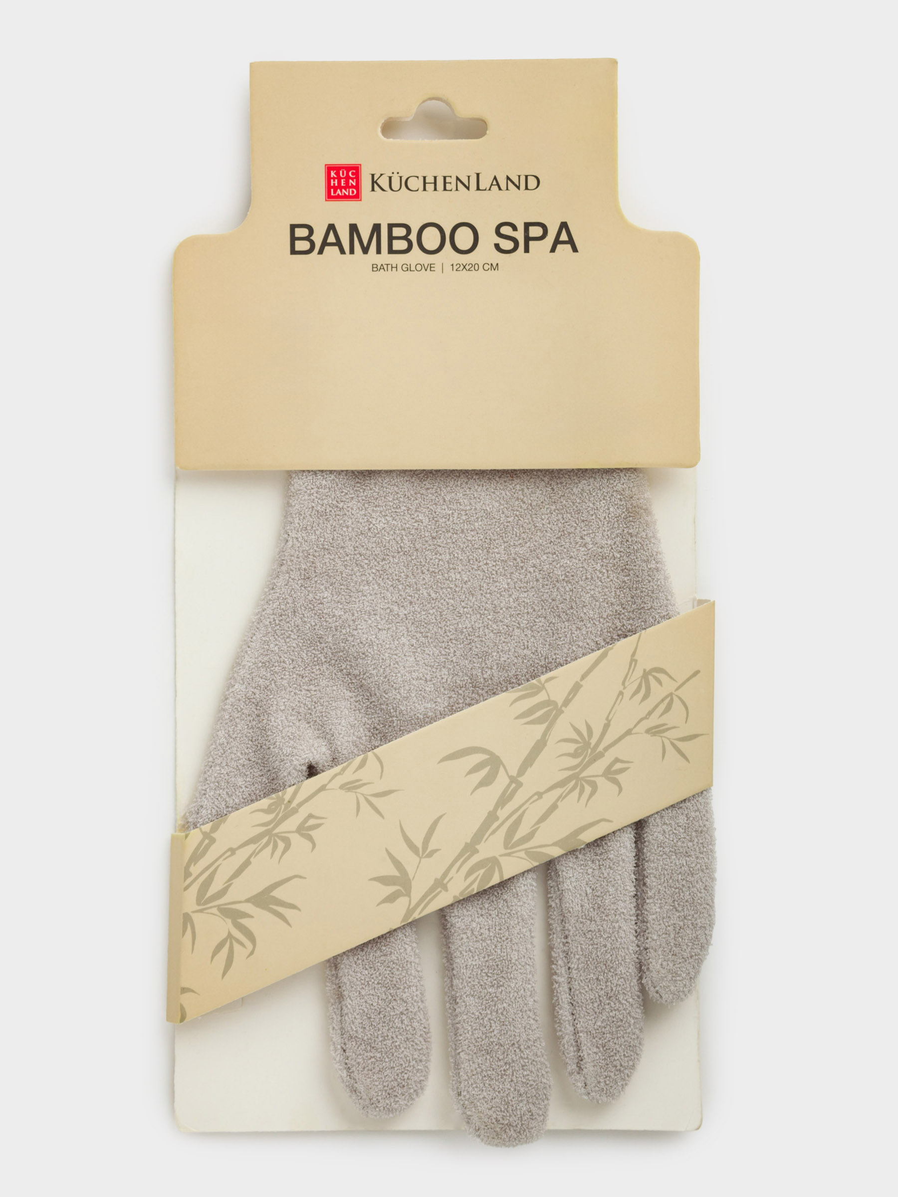 Перчатка для мытья тела, 12х20 см, бамбук, серая, Bamboo spa, image-4