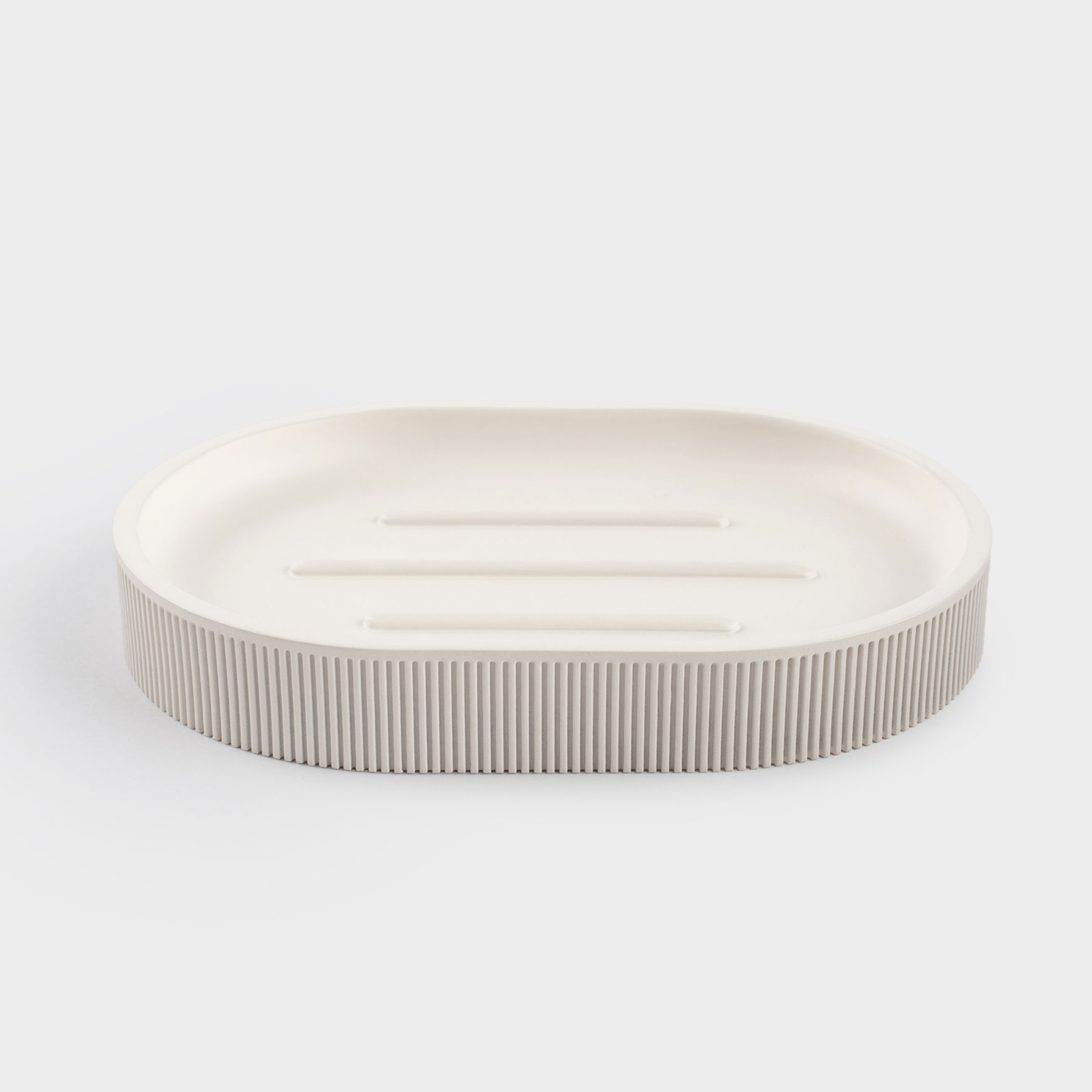 Мыльница, 13х10 см, полирезин, овальная, молочная, White stripes