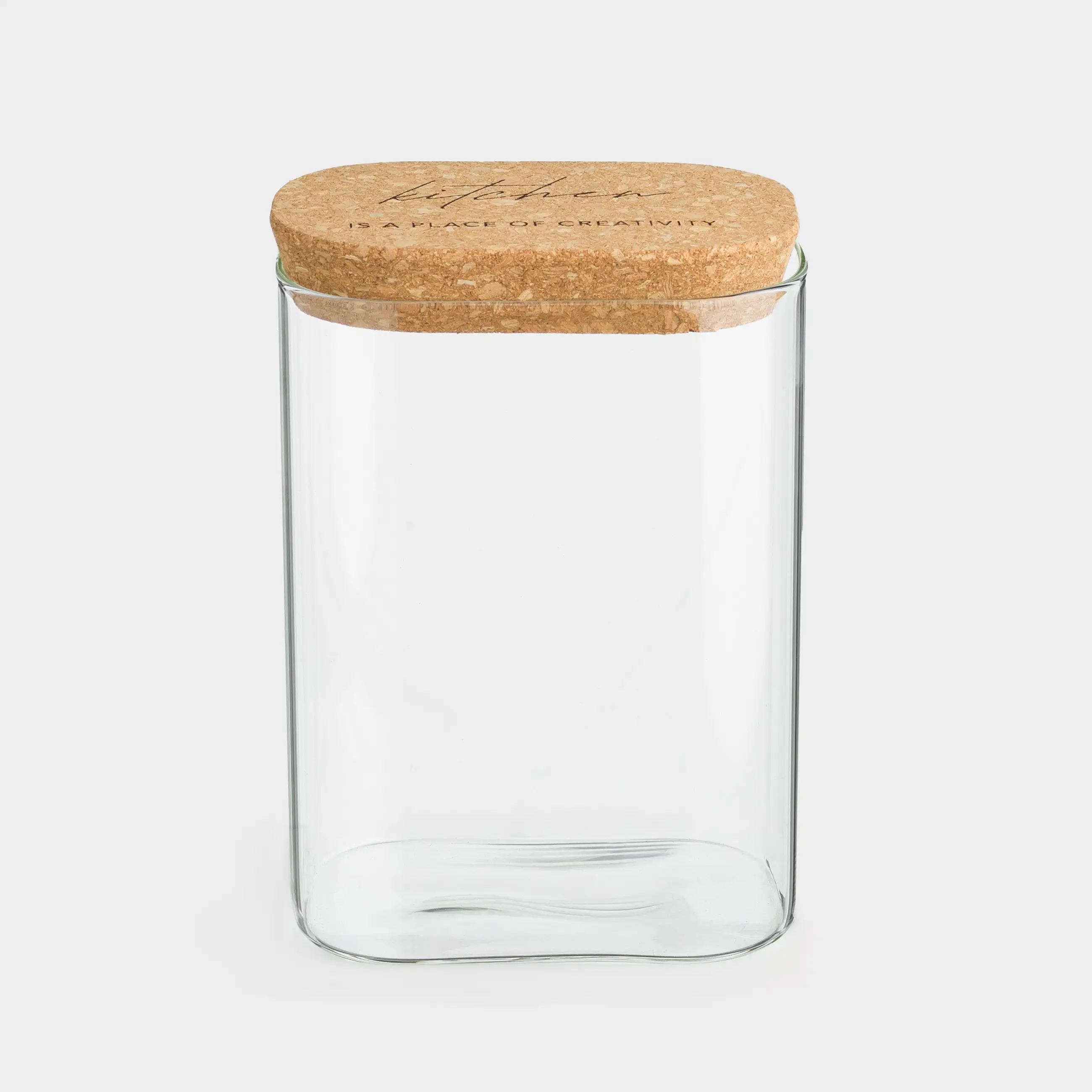 Банка для сыпучих продуктов, 1 л, стекло/пробка, прямоугольная, Clear cork