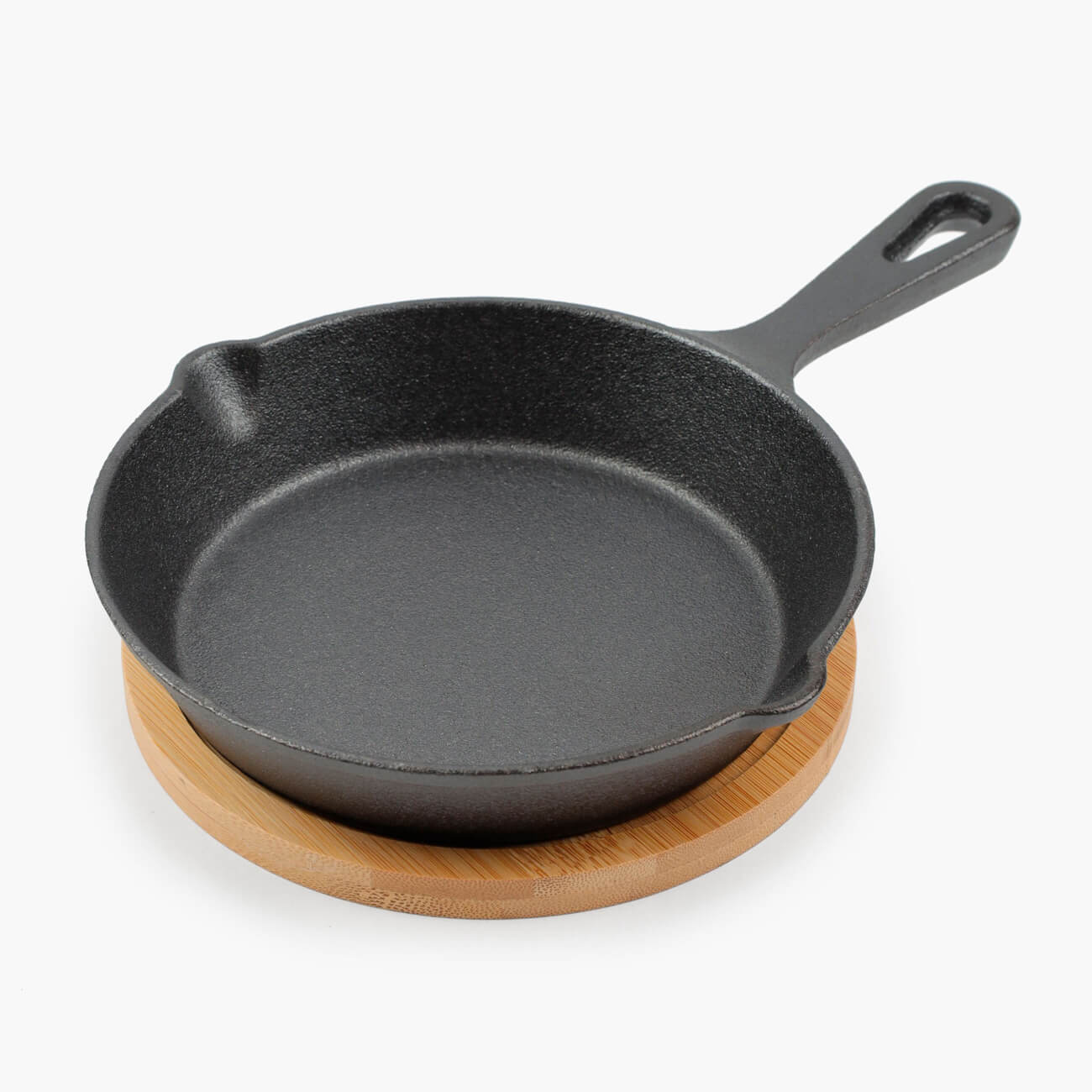 Сковорода, 14 см, на подставке, чугун/бамбук, круглая, черная, Authentic кухонные принадлежности талавера серый р 135х180