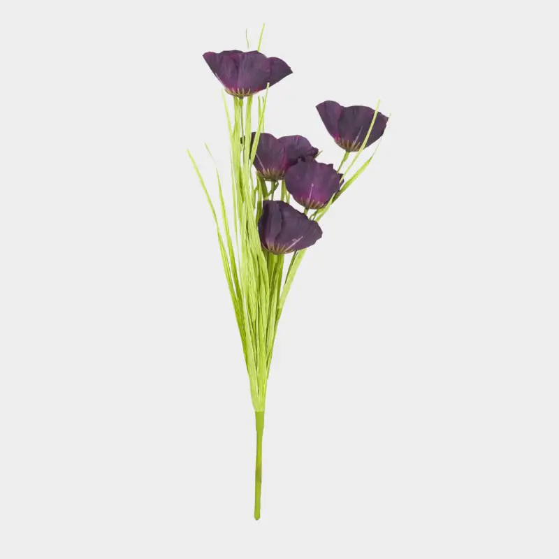 Ветка декоративная, 50 см, пластик/бумага, Фиолетовый мак, Flower garden