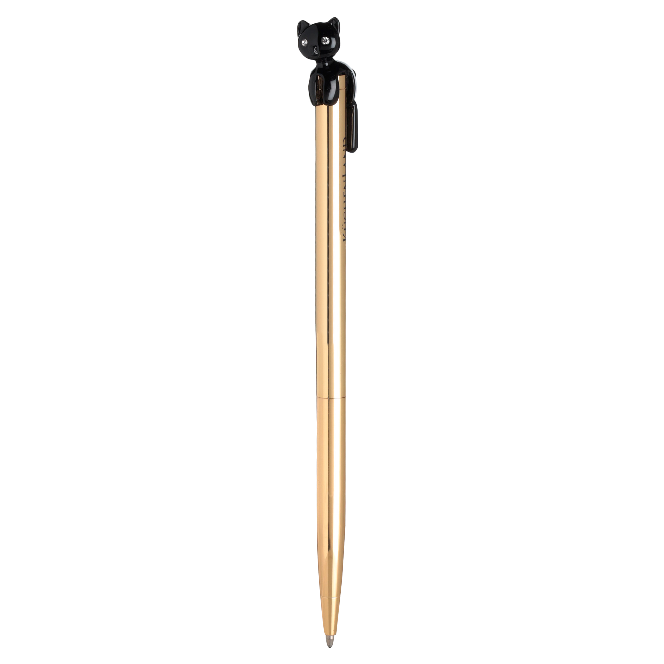 Ручка шариковая, 14 см, с фигуркой, металл, золотистая, Черный кот, Draw figure изображение № 2