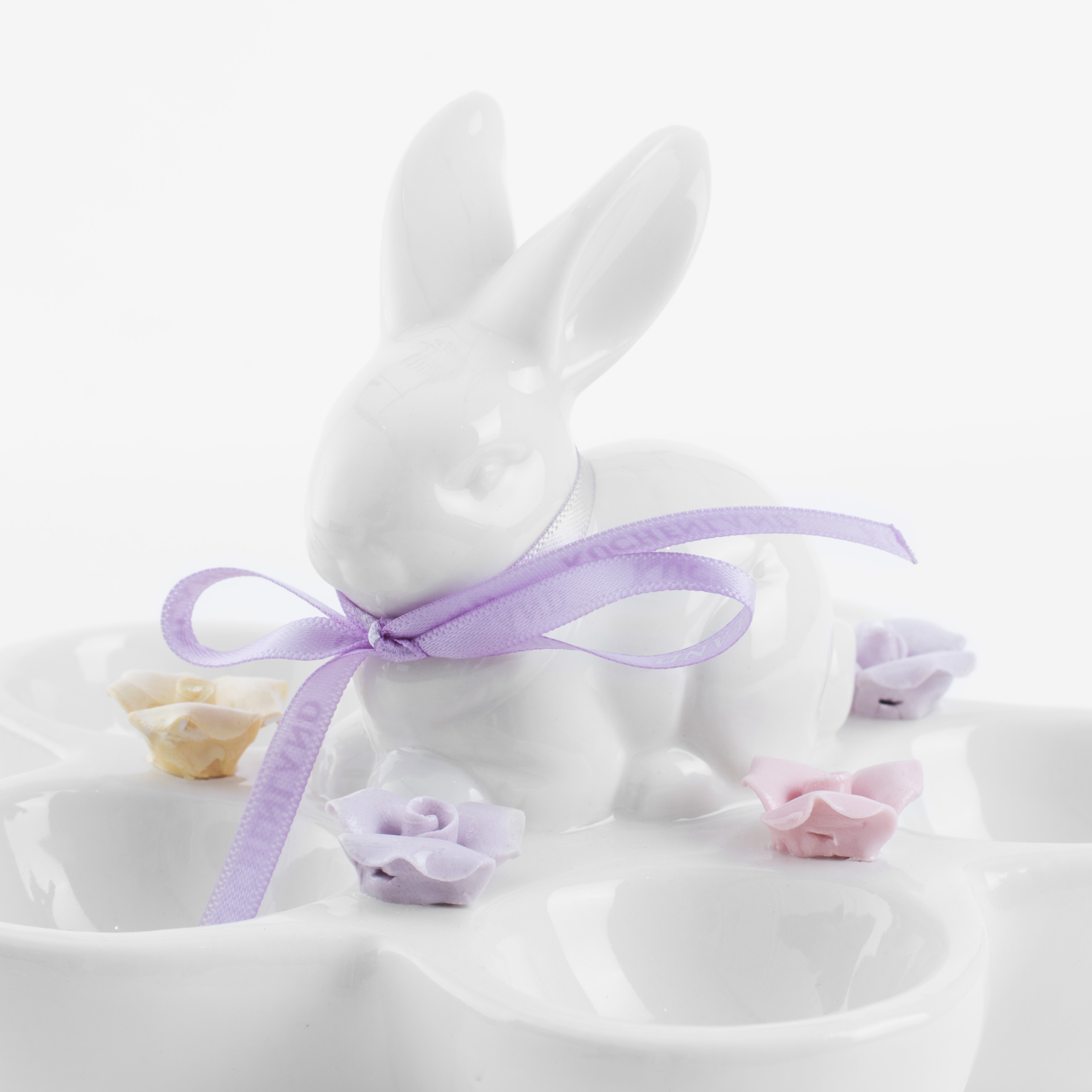 Блюдо пасхальное, 15х10 см, 5 отд, фарфор P, белое, Кролик с цветами, Pure Easter изображение № 4