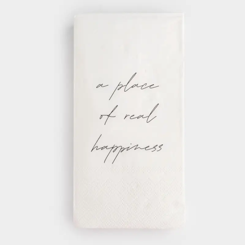 Салфетки бумажные, 33х33 см, 20 шт, прямоугольные, белые, A place of real happiness, Scroll