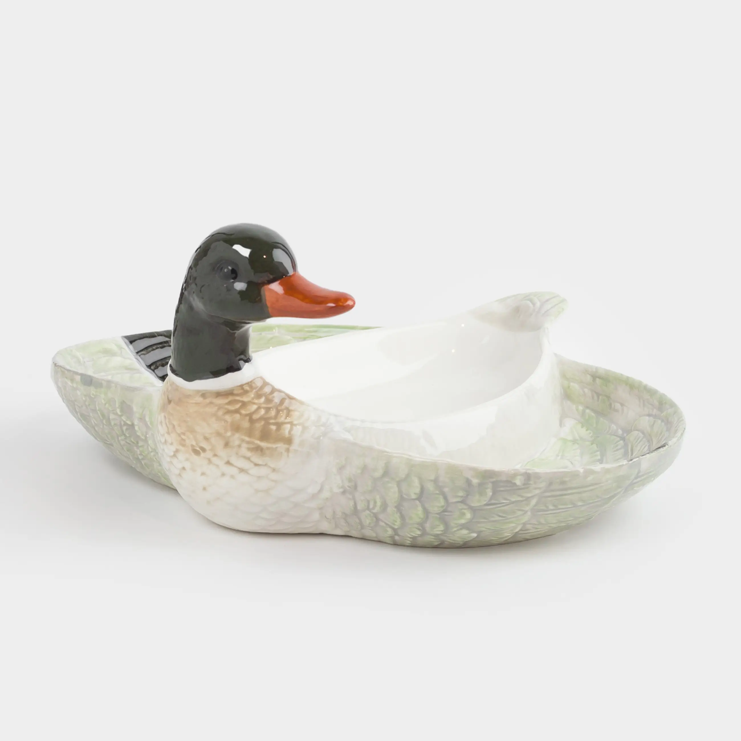 Менажница, 21х20 см, 3 отд, керамика, зелено-белая, Селезень, Duck