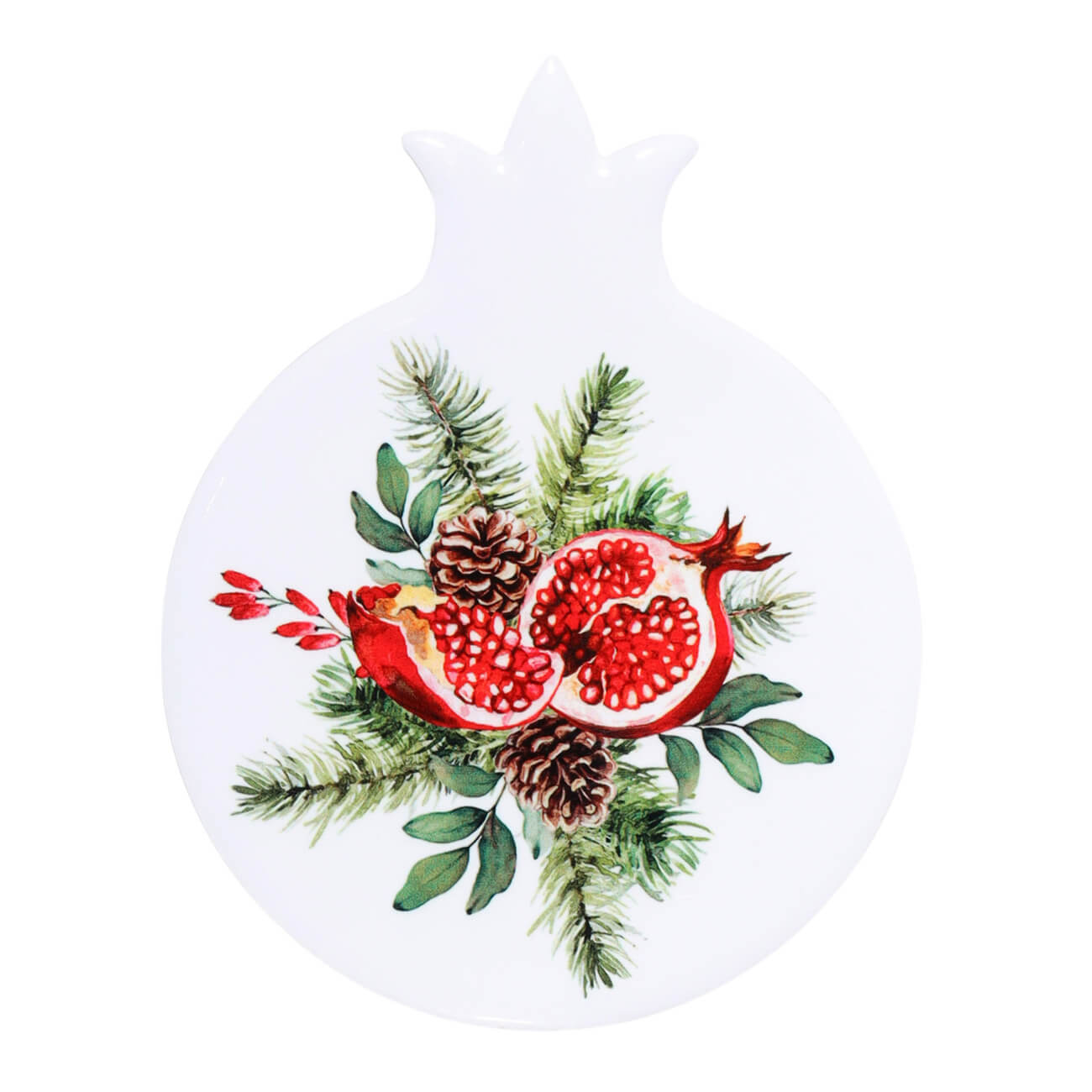 

Подставка под кружку, 11 см, керамика/пробка, круглая, Гранат, Christmas miracle