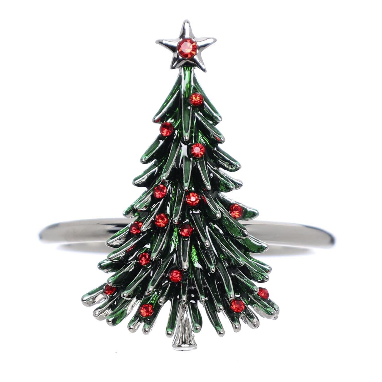 Кольцо для салфеток, 4 см, металл, серебристое, Елка со звездой, Christmas classic - фото 1