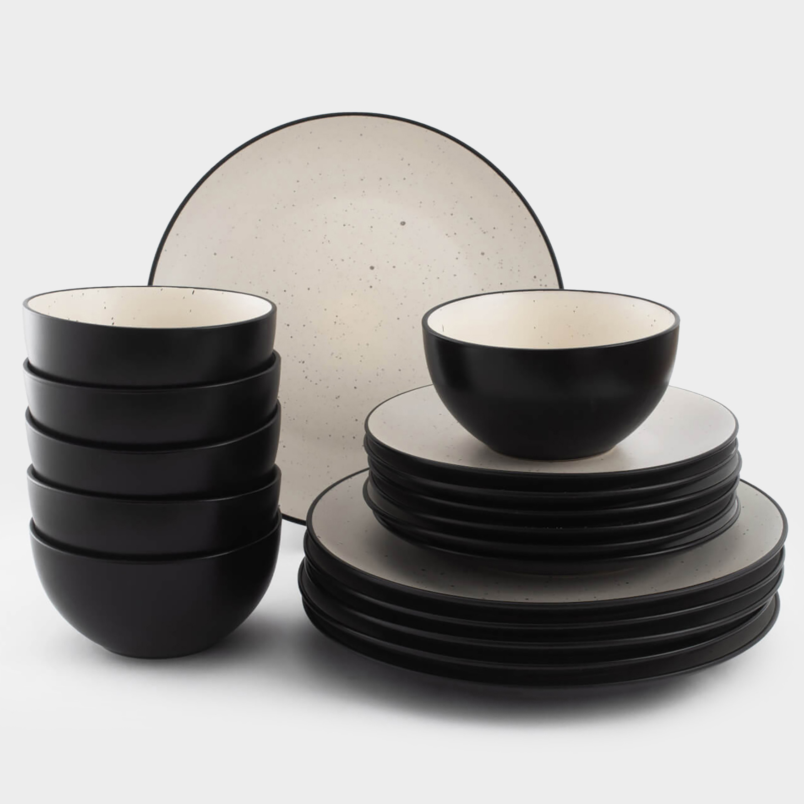 Сервиз обеденный 6 перс 18 пр керамика черно-белый в крапинку Isernia 7990₽