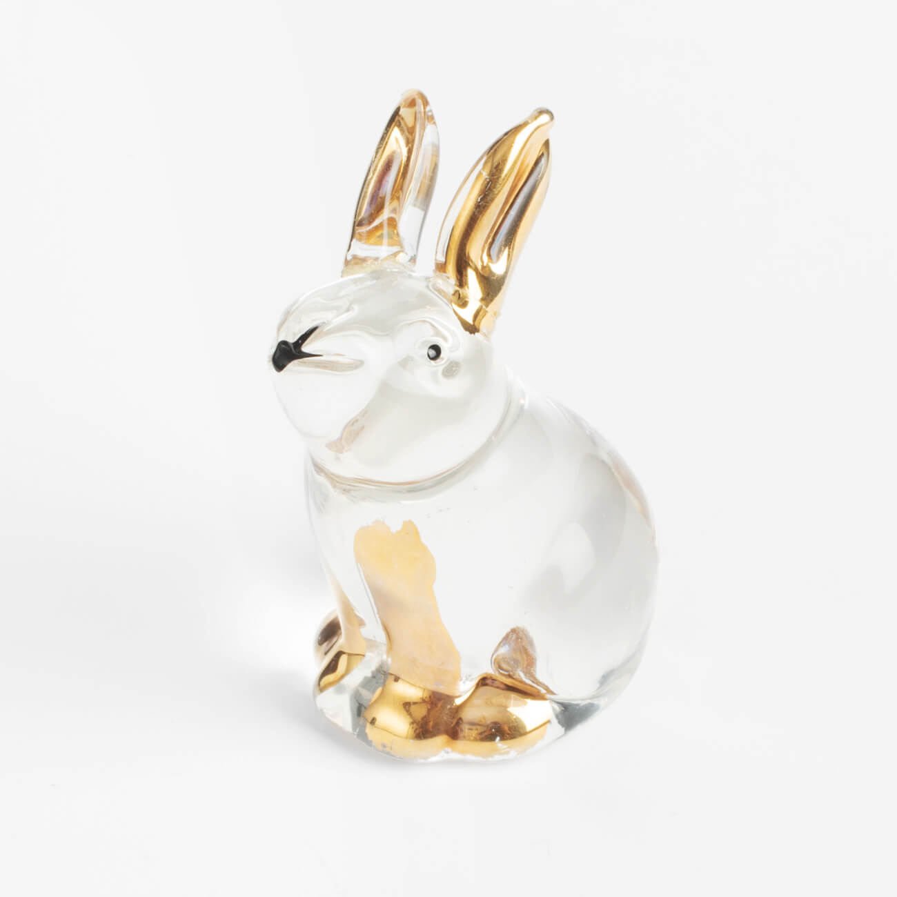 Статуэтка, 5 см, стекло, Кролик с золотистыми ушами и лапками, Vitreous изображение № 1