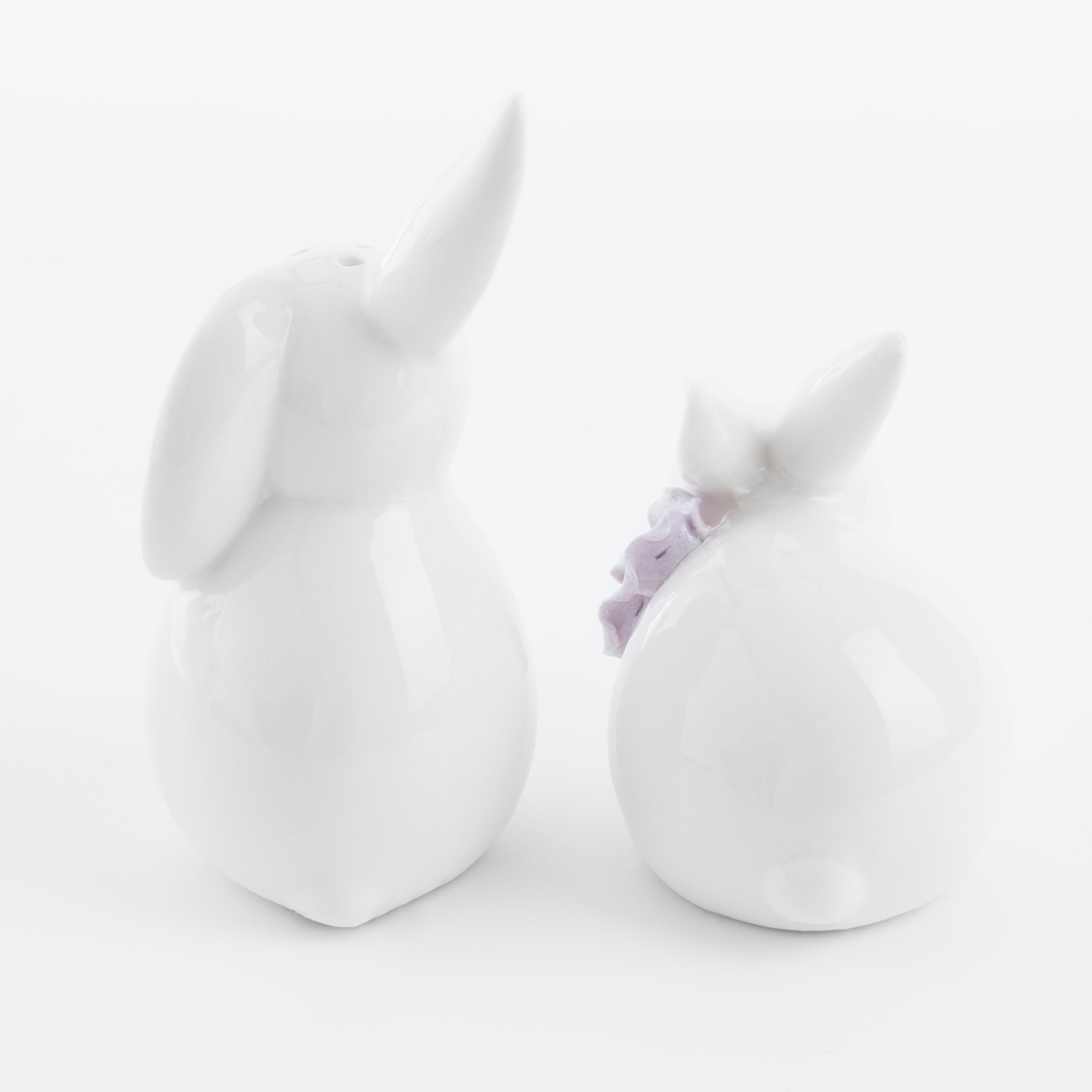 Набор для соли и перца, 10 см, фарфор P, белый, Кролики с цветами, Pure Easter