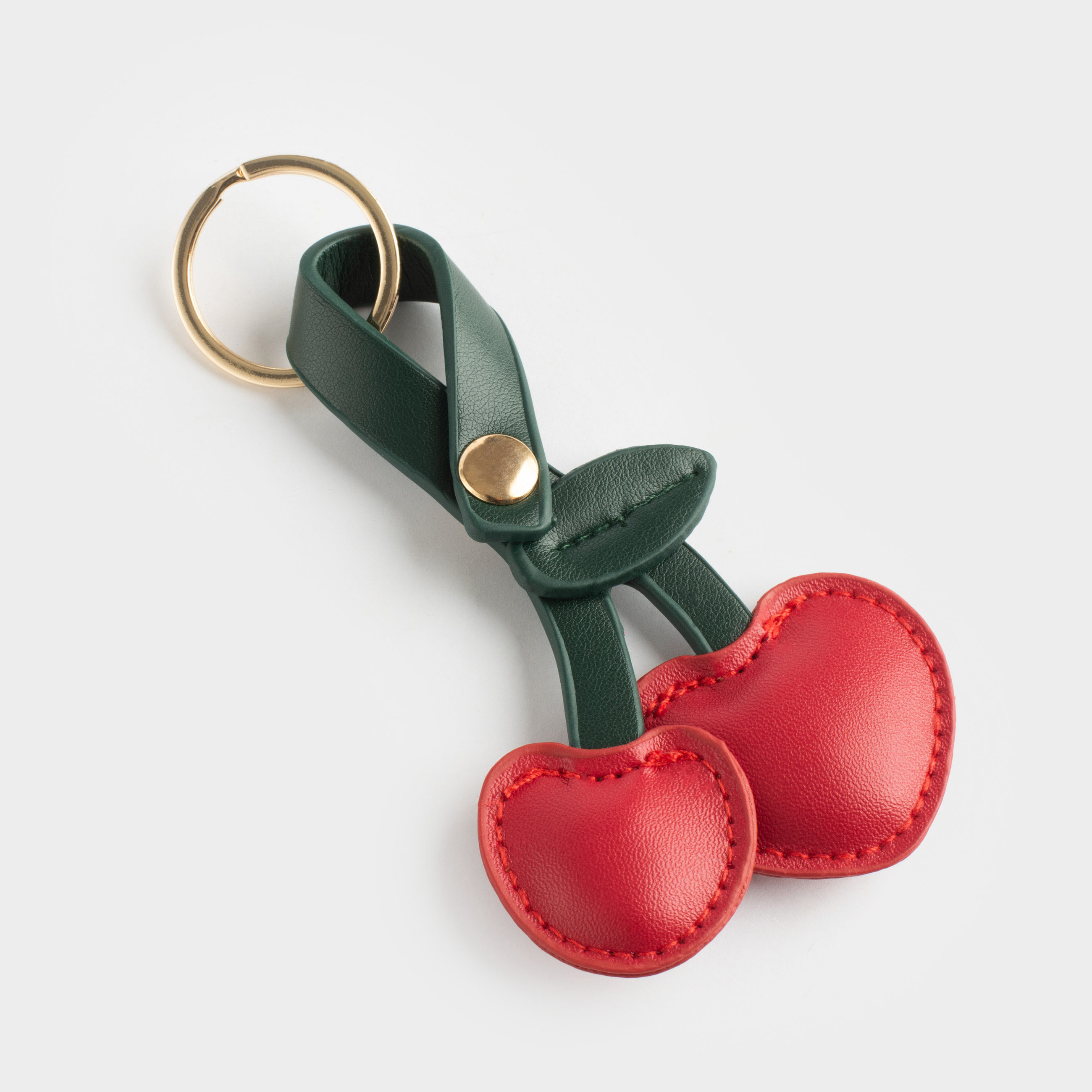 Брелок, 10 см, полиуретан/металл, зелено-красный, Вишня, Keychain fruits, image-1
