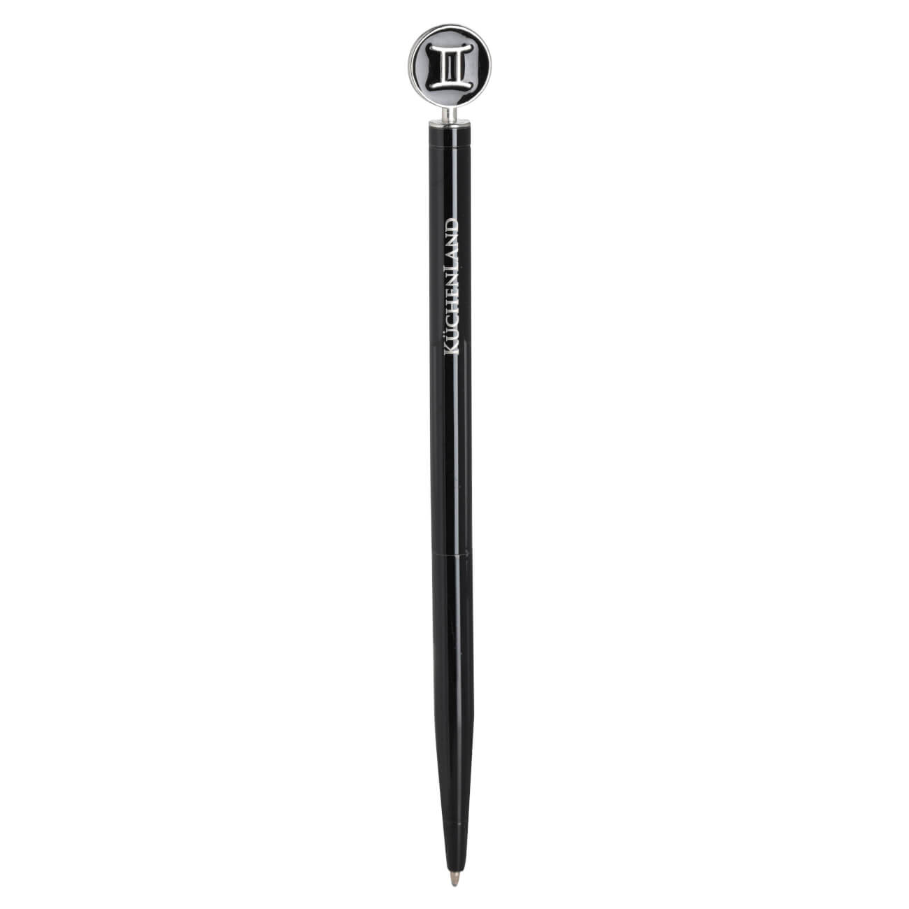 Ручка шариковая, 15 см, с фигуркой, сталь, черно-серебристая, Близнецы, Zodiac brass rollerball ручка