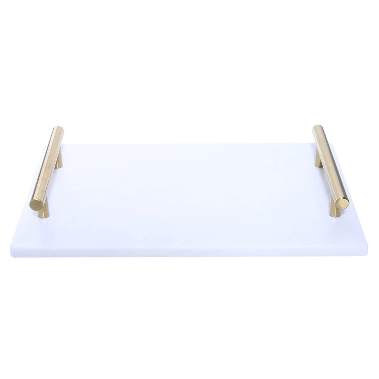 Kuchenland Поднос, 30x20 см, с ручками, мрамор, прямоугольный, белый/золотистый, Marble поднос с ручками