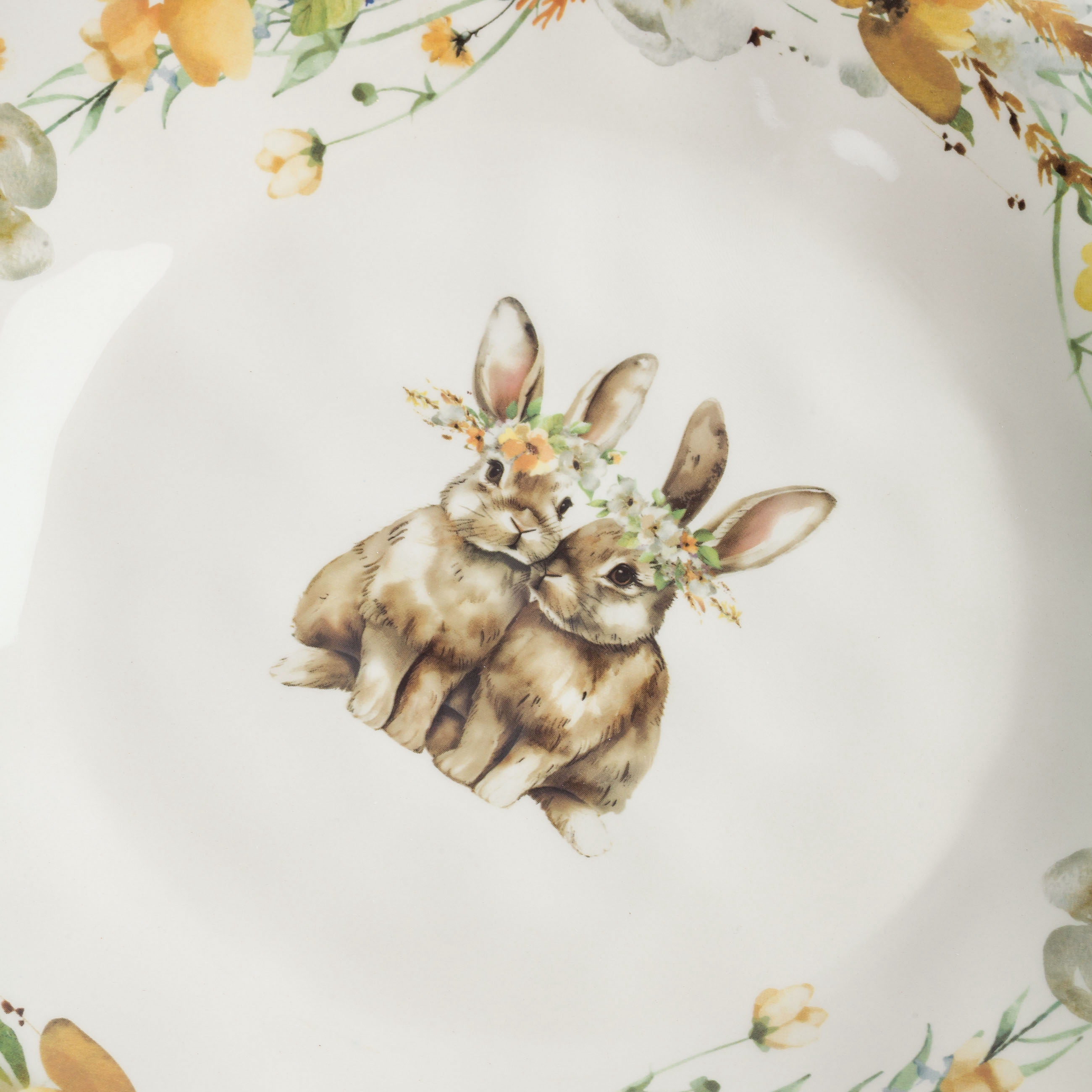 Тарелка обеденная, 28 см, керамика, белая, Кролики в венках, Natural Easter, image-7