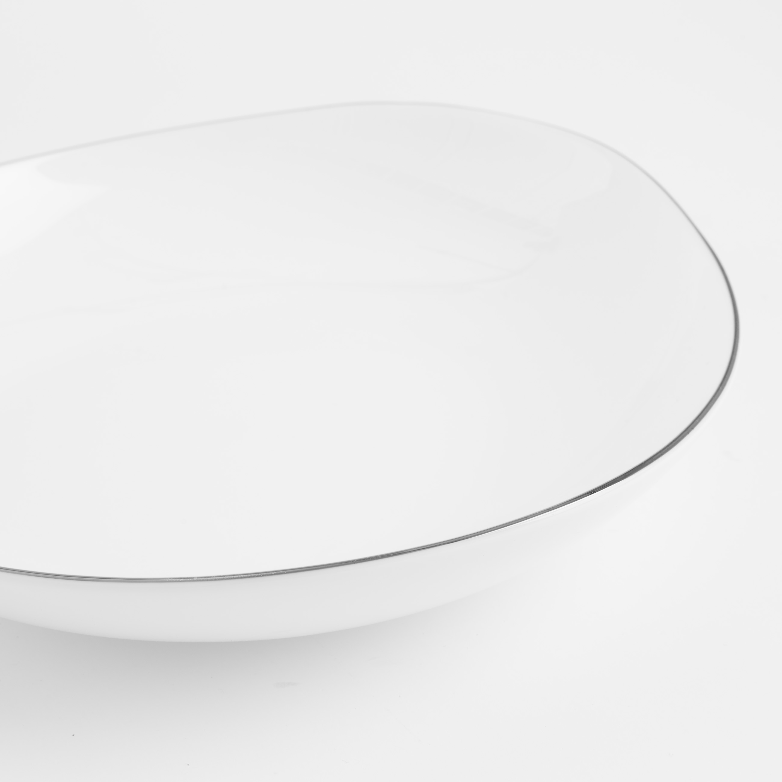 Тарелка суповая, 21х4 см, фарфор F, белая, Bend silver изображение № 3