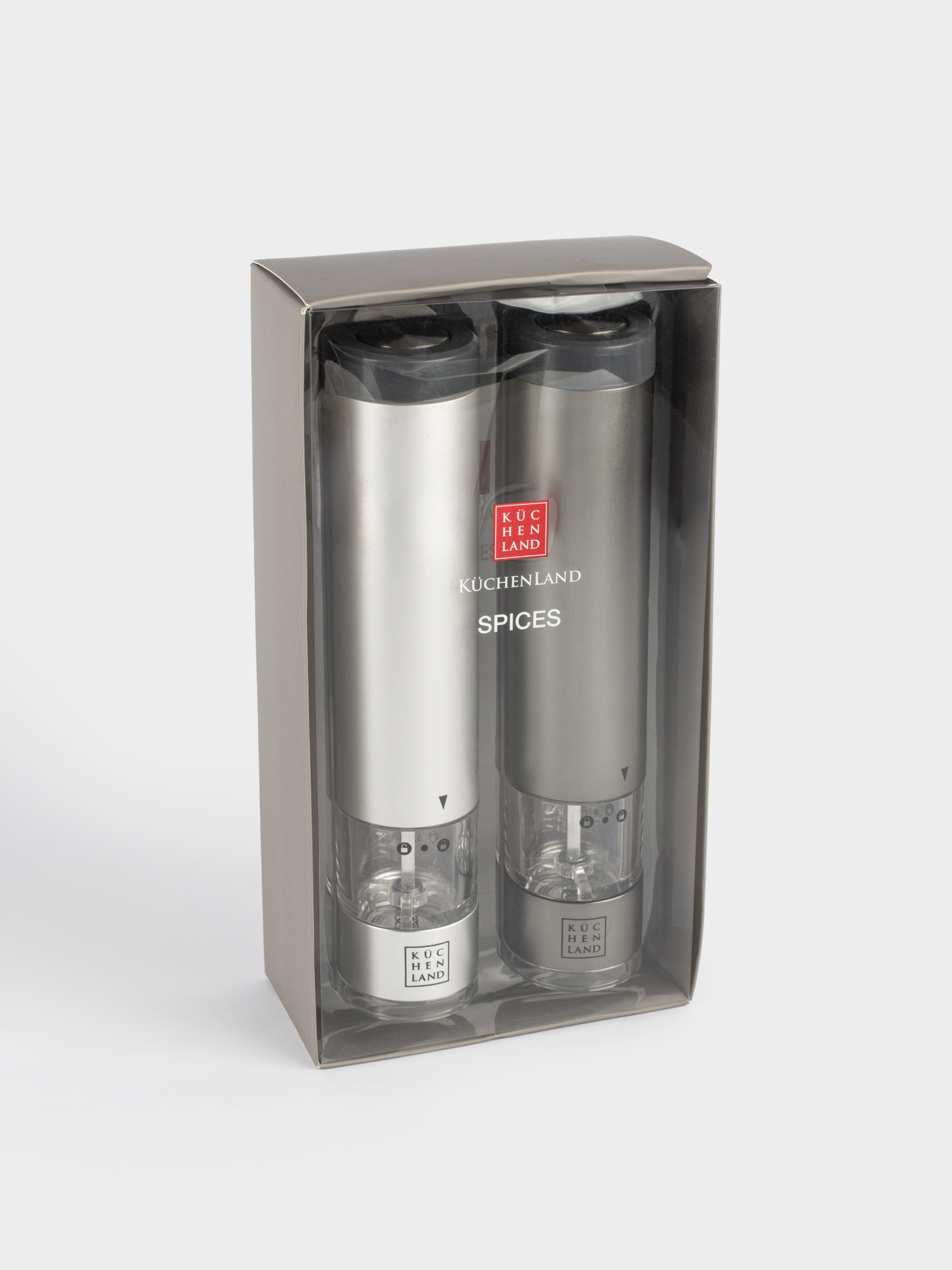 Мельница для специй, 22 см, 2 шт, электрическая, металл/пластик, LED B, серая, Piquant, image-5