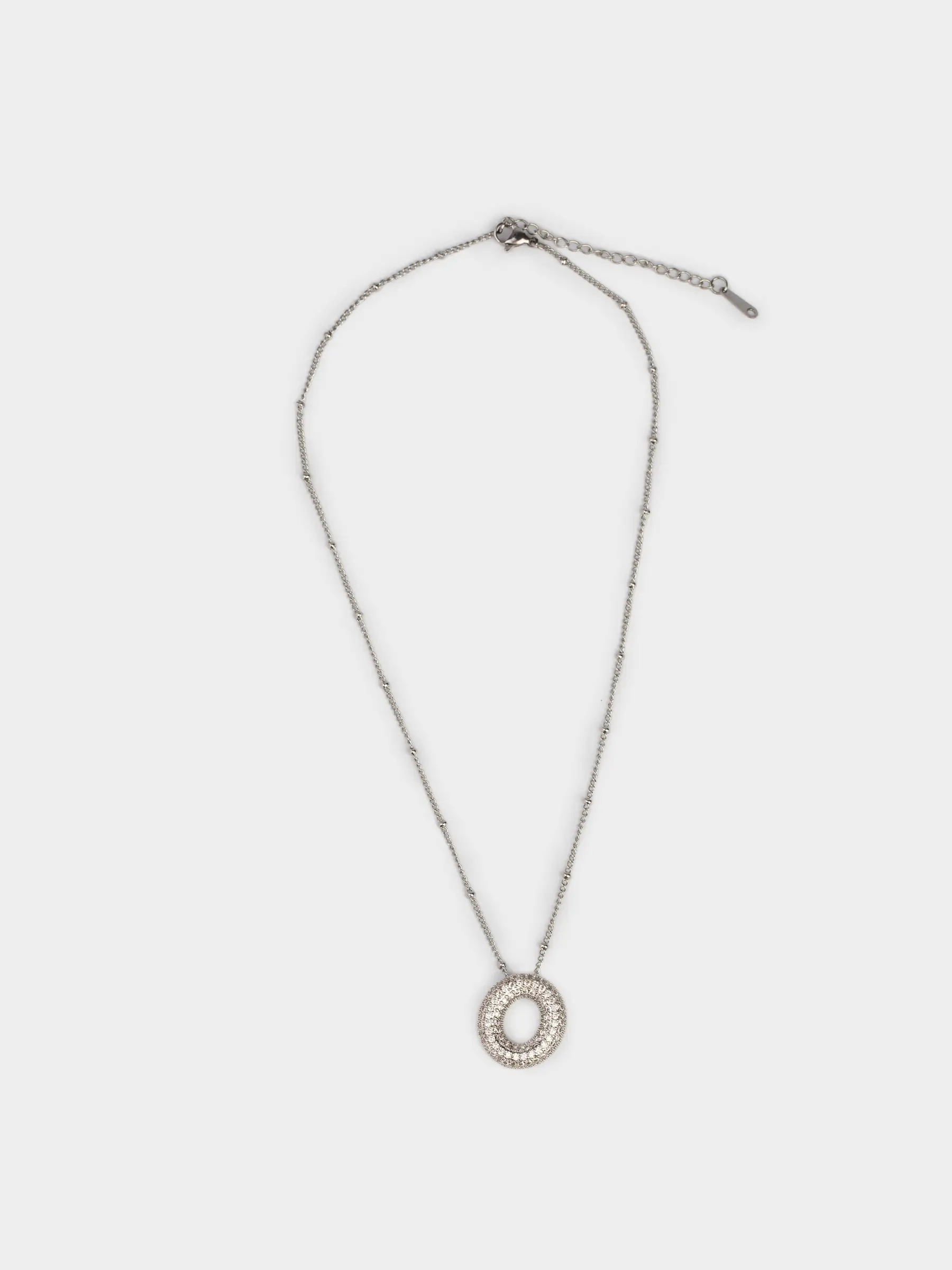 Цепочка, 49 см, с подвеской, металл/стразы, серебристая, Кольцо, Jewelry