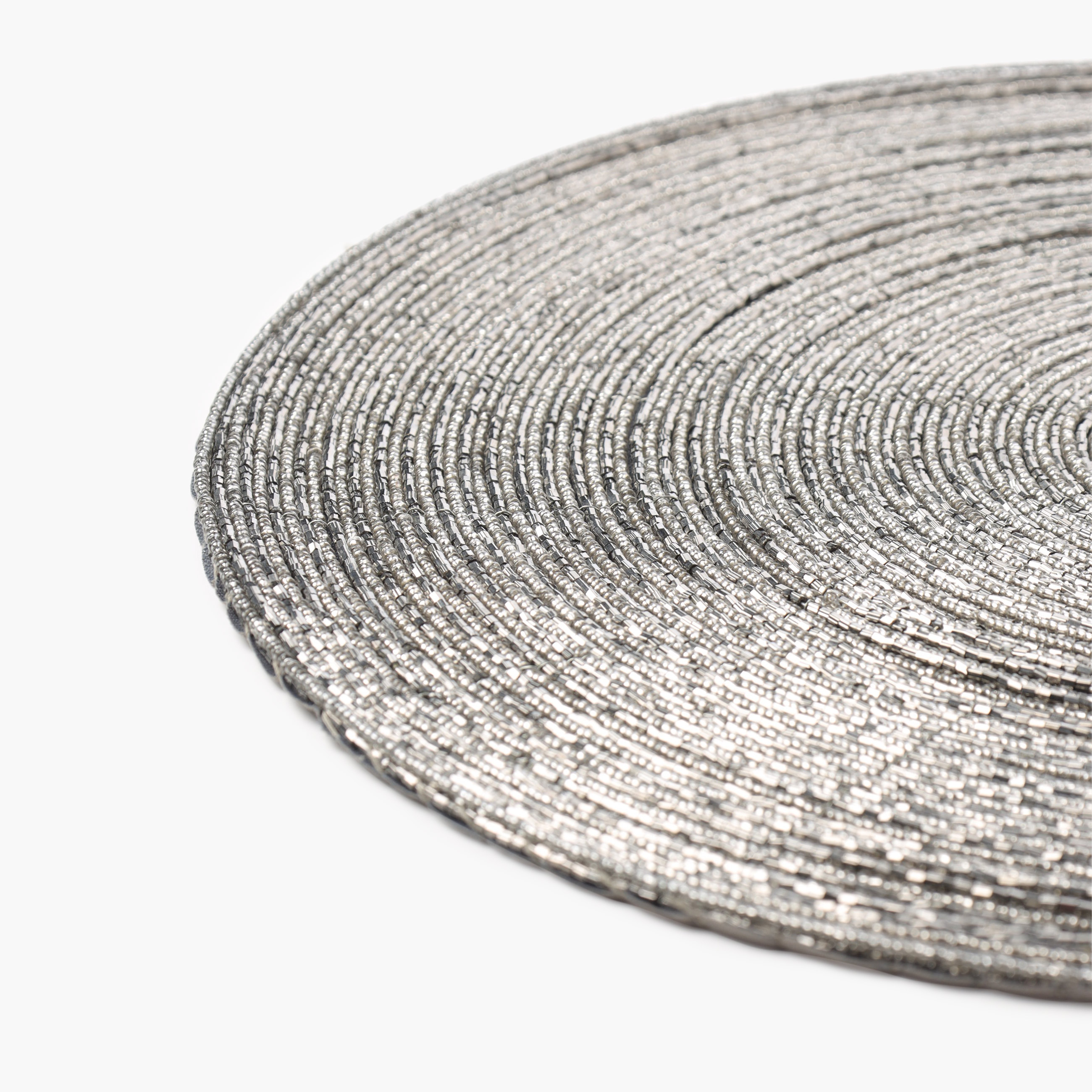 Салфетка под приборы, 36 см, бисер, круглая, серебристо-серая, Rotation beads изображение № 2