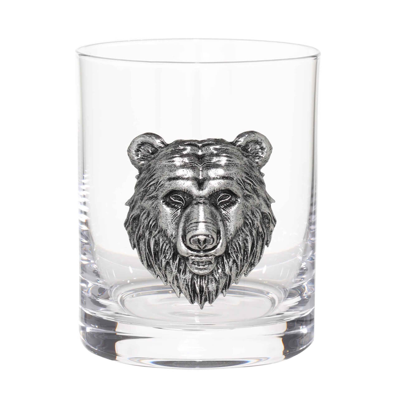 Стакан для виски, 340 мл, стекло/металл, серебристый, Медведь, Lux elements прописи цифры 20 стр маша и медведь