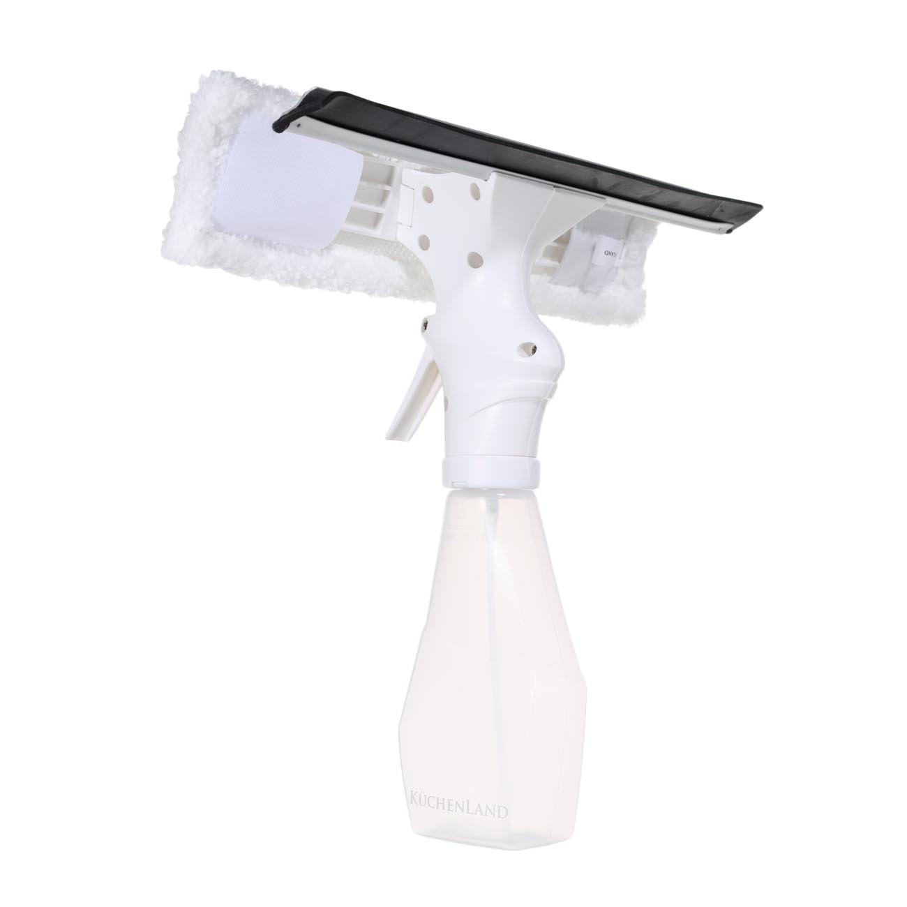 Пульверизатор для мытья окон, 220 мл, с тряпкой и скребком, белый, Clean изображение № 3