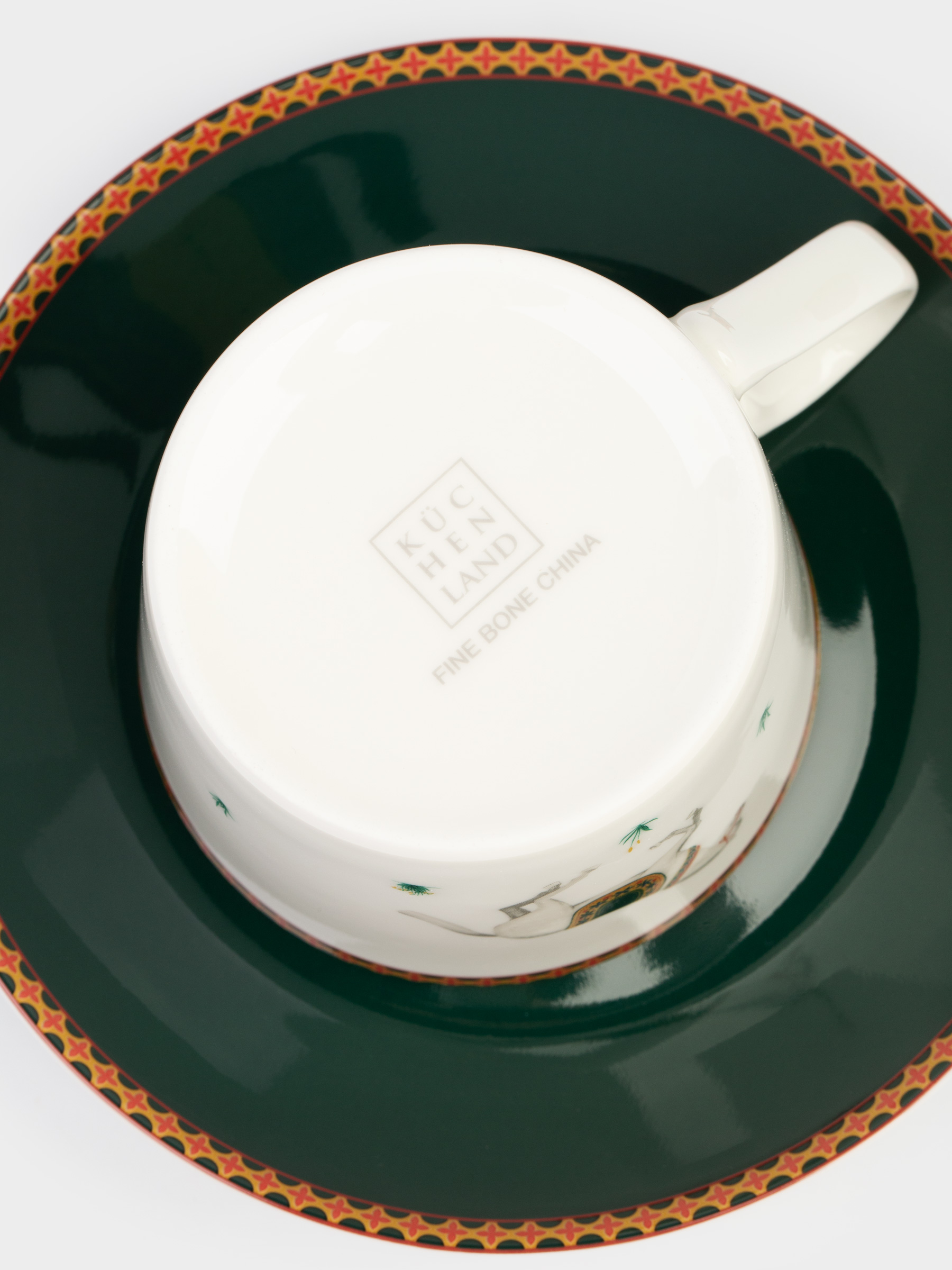 Пара чайная, 1 перс, 2 пр, 250 мл, фарфор F, зеленая, Кони, Blue wind, image-4