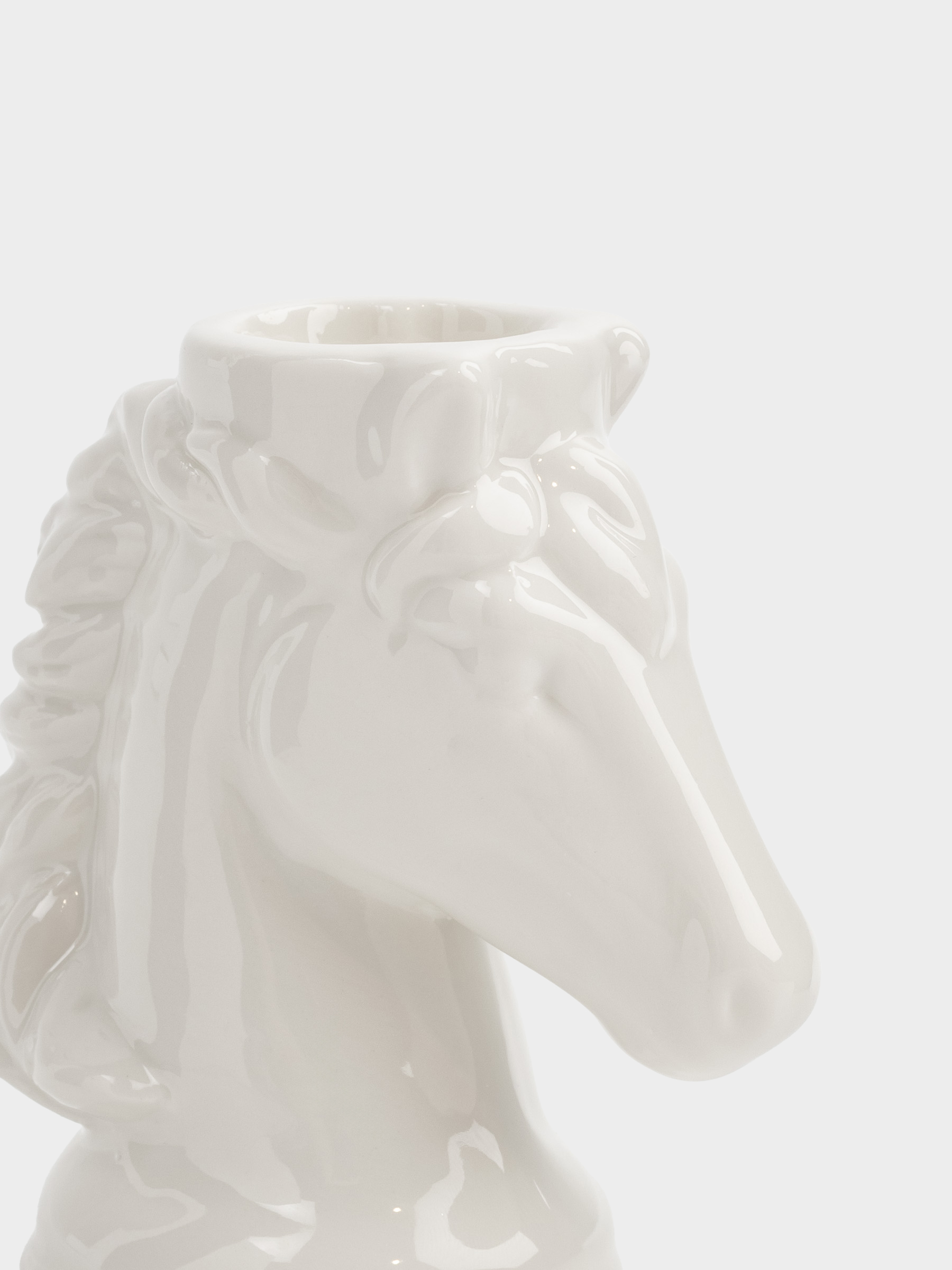 Подсвечник, 9 см, для тонкой свечи, фарфор P, молочный, Голова коня, Horse white, image-3