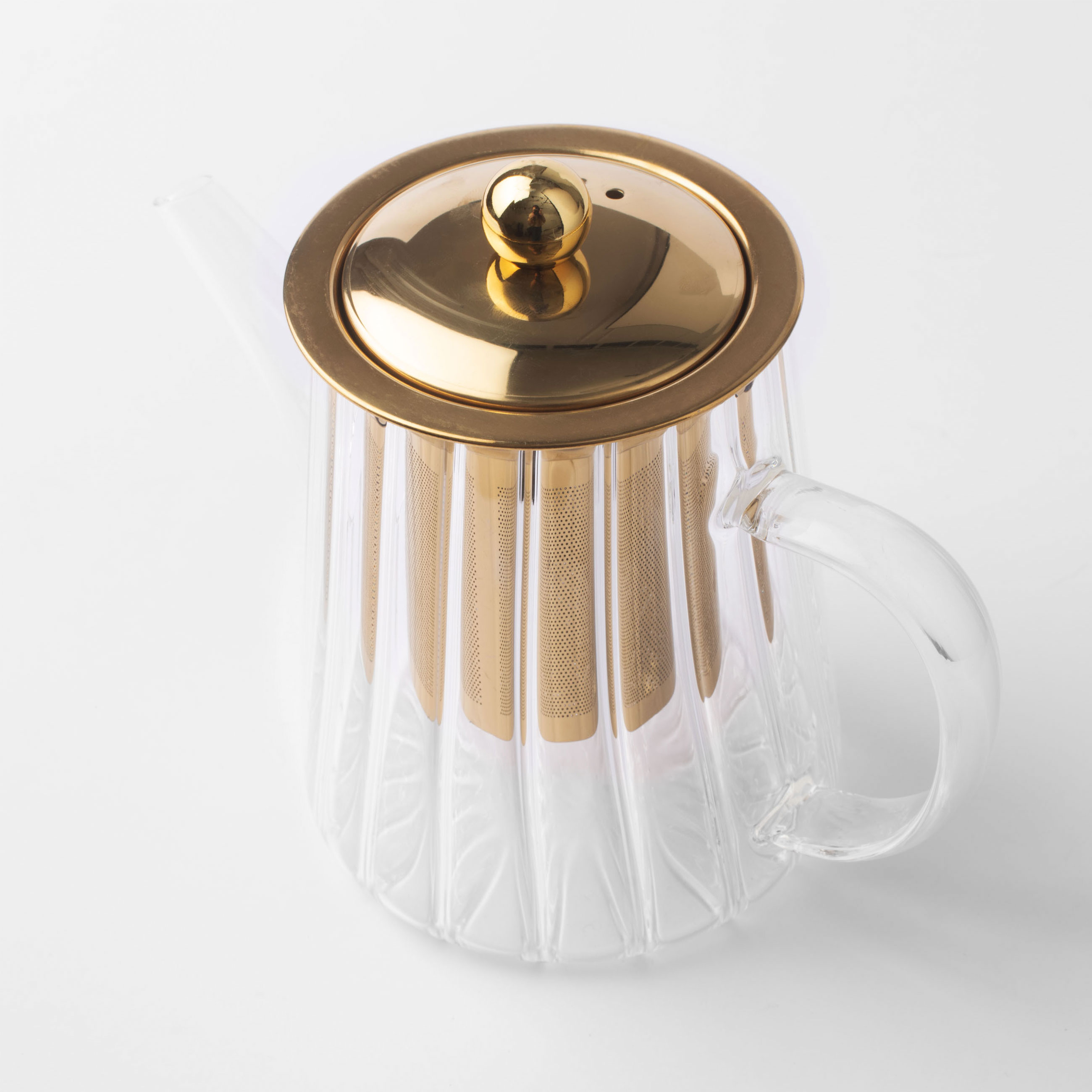 Чайник заварочный, 600 мл, стекло Б/сталь, золотистый, Camellia gold