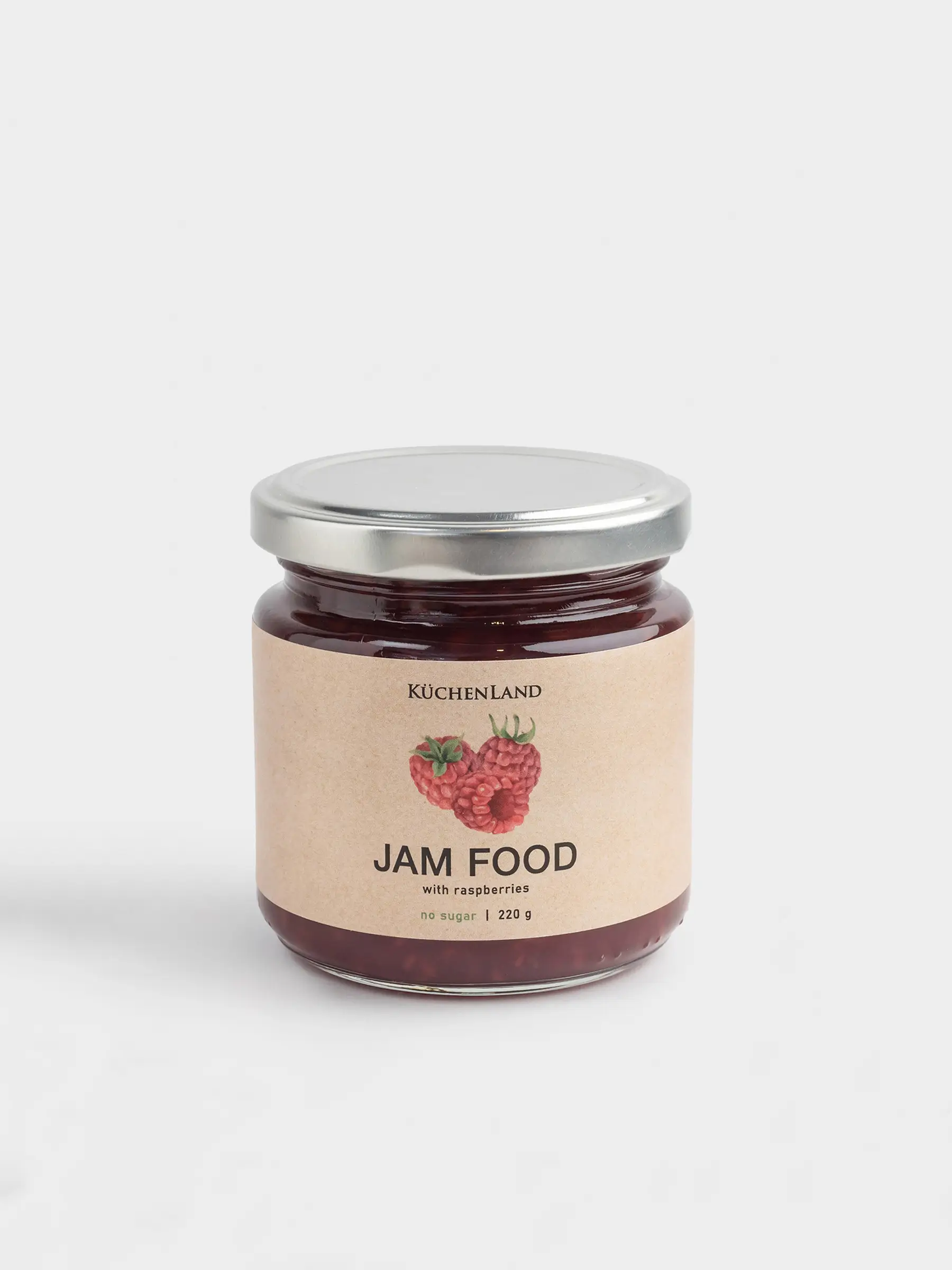 Джем, 220 гр, с малиной, без сахара, Jam food
