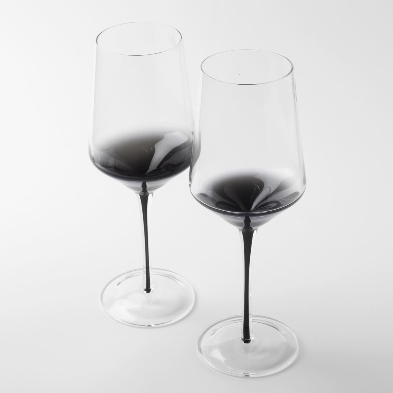 Бокал для вина, 460 мл, 2 шт, стекло, серый градиент, черная ножка, Stone color изображение № 2