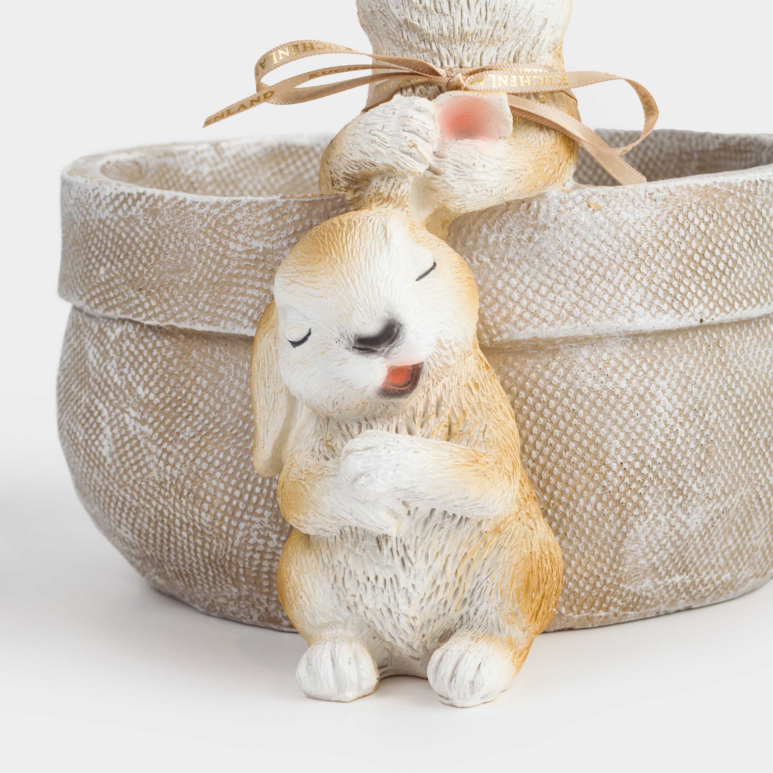 Ваза декоративная, 20х14 см, полирезин, бежевая, Кролики, Natural Easter, image-2