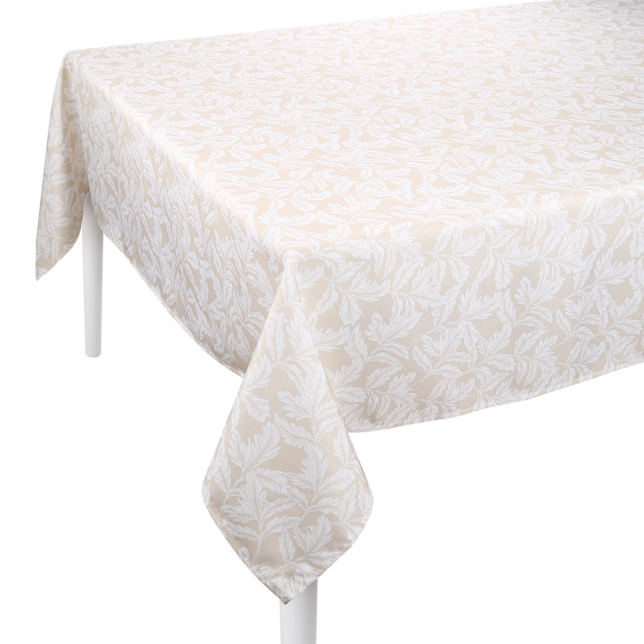 

Скатерть, 170х250 см, с покрытием Teflon, полиэстер, бежевая, Листья, Floraison