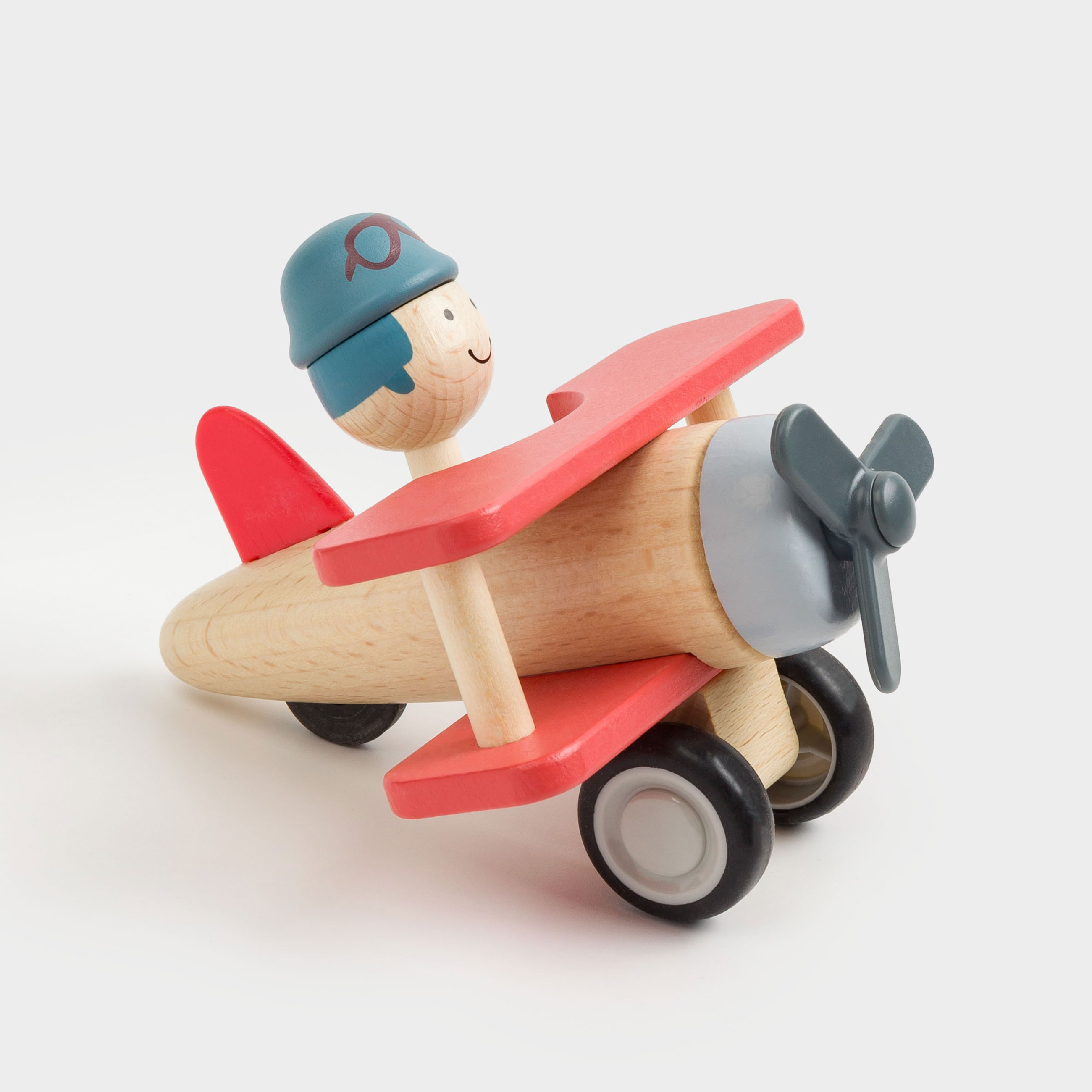 Игрушка, 13х11 см, дерево, красный, Самолетик, Kiddy, image-3