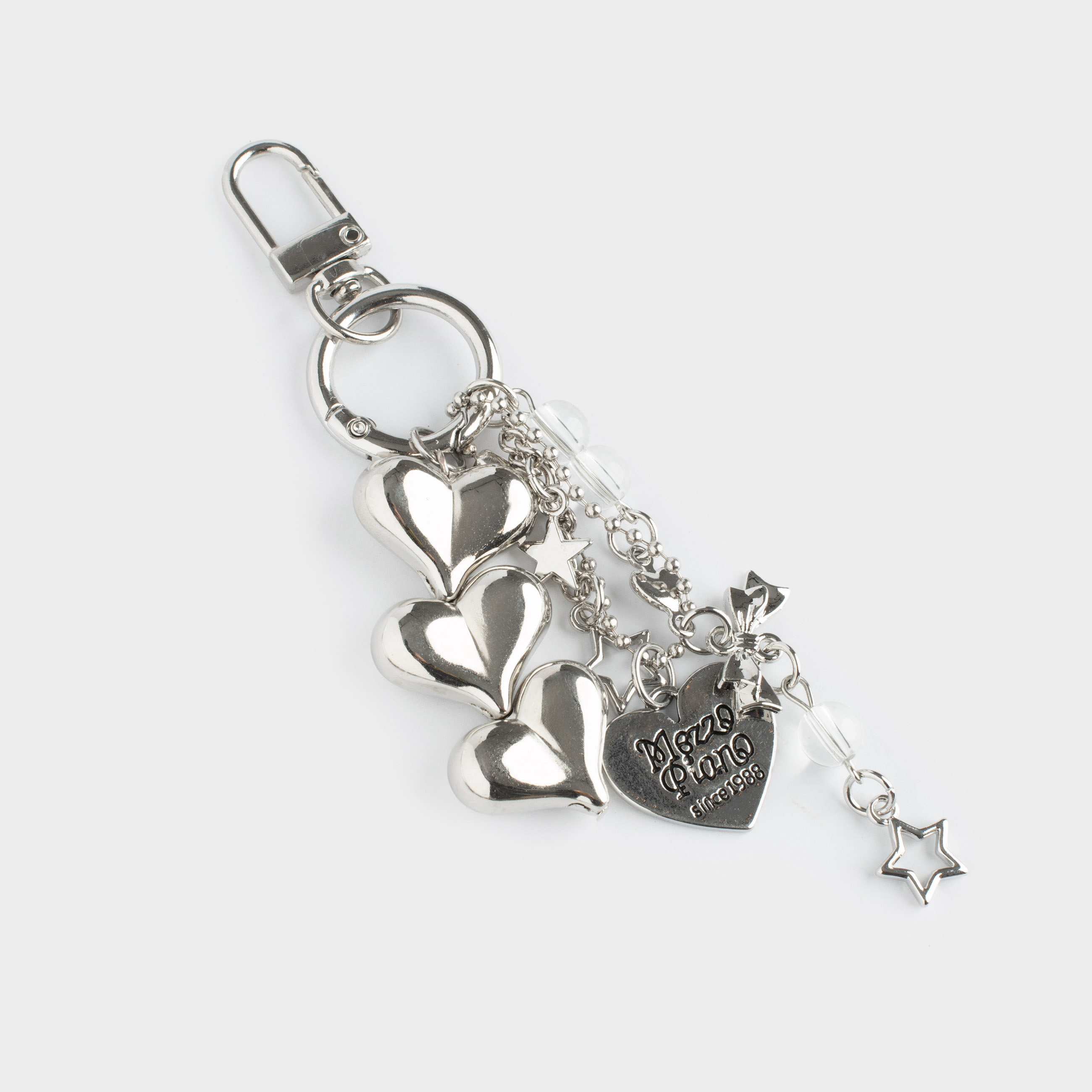Брелок, 12 см, пластик/металл, серебристый, Три сердца, Jewelry heart, image-2