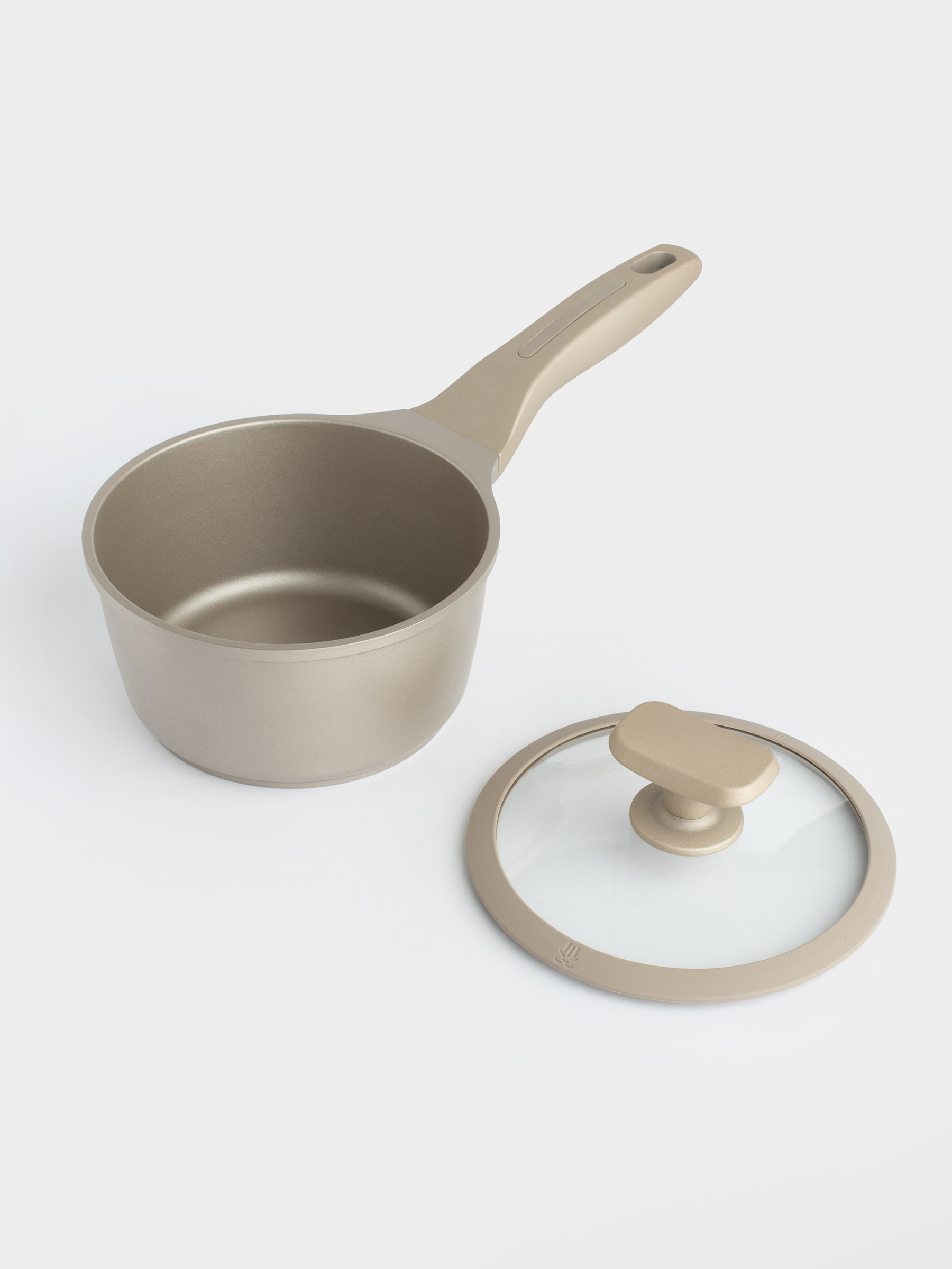 Ковш, 16 см, 1,4 л, с крышкой, с покрытием, алюминий, серо-бежевый, Dainty