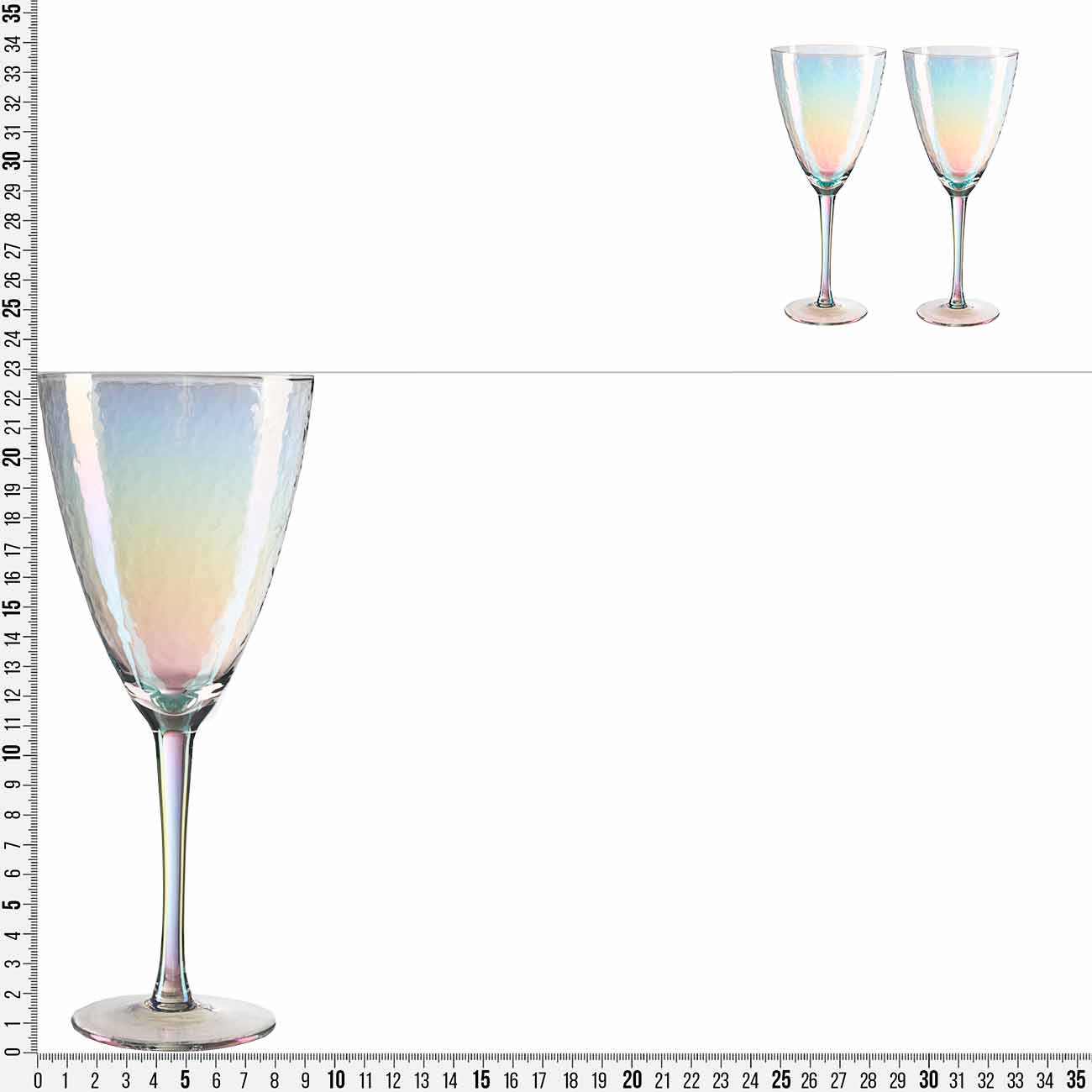 Бокал для вина, 400 мл, 2 шт, стекло, перламутр, Ripply polar изображение № 7