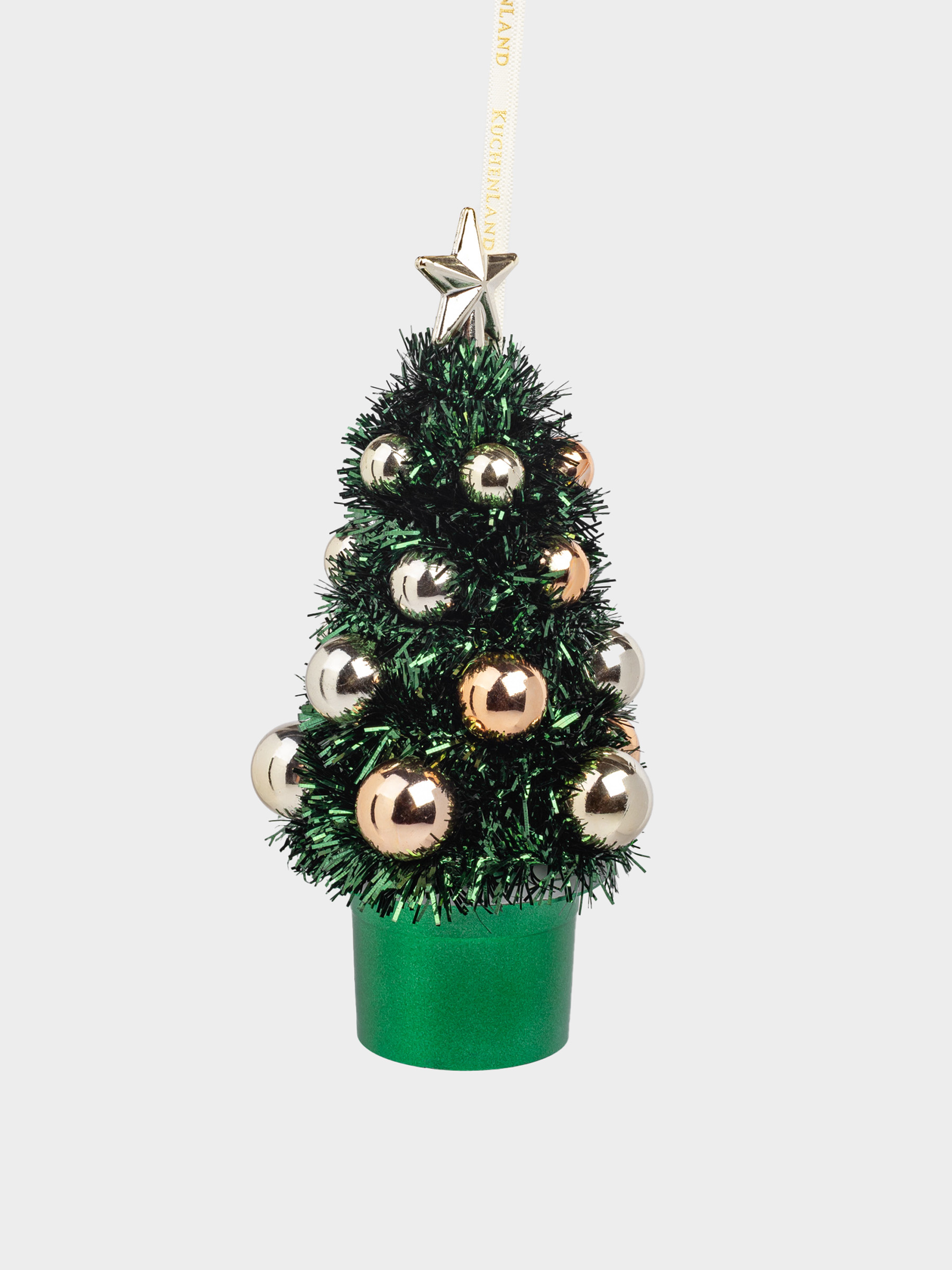 Игрушка елочная, 17 см, мишура/пластик, зеленая, Ель с шарами, Tinsel christmas, image-1