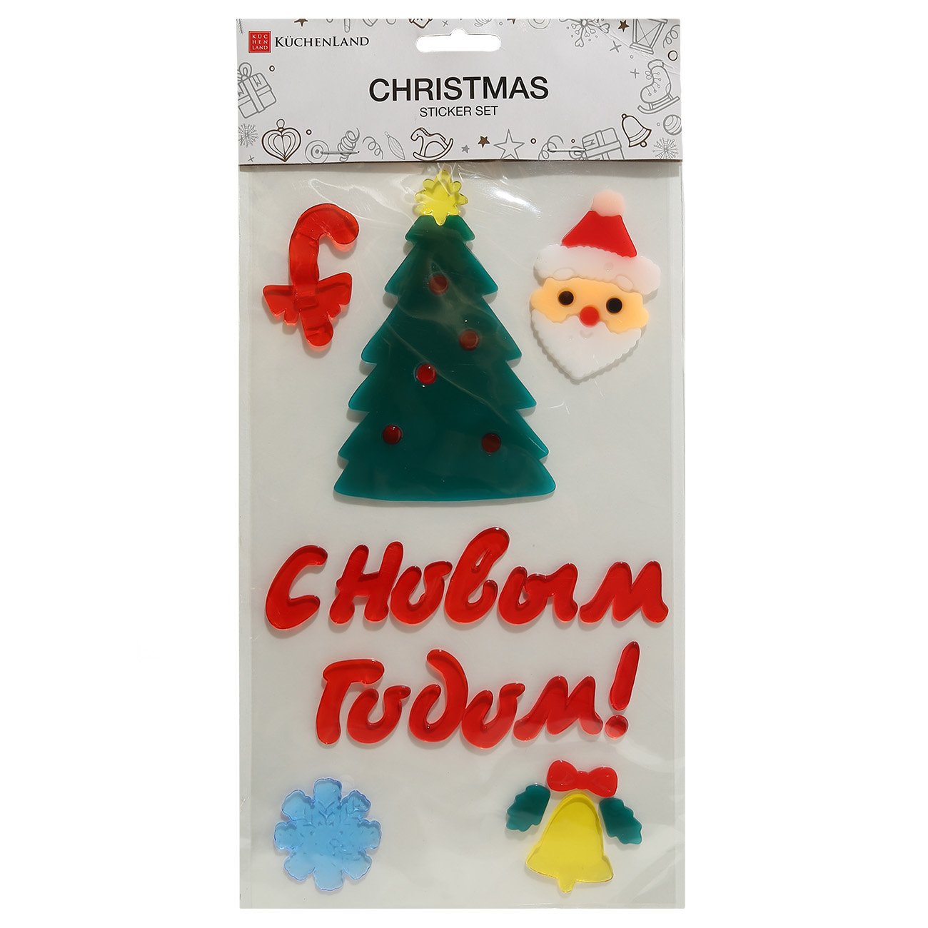 

Набор наклеек, 15х25 см, многоразовые, термопластик, Елка, Christmas