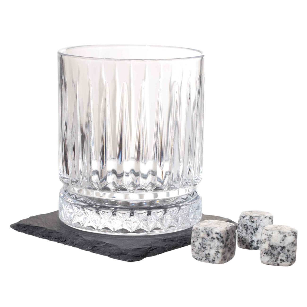 Набор для виски, 1 перс, 5 пр, в коробке, стакан/кубики/подставка, стекло/мрамор/сланец, Bar набор камней для виски с новым годом 4 шт