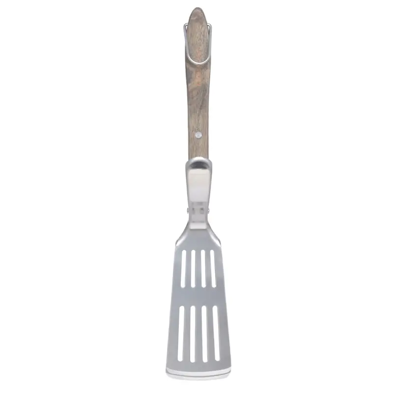Лопатка-щипцы для барбекю, 40 см, с прорезями, сталь/дерево, BBQ ,image-0