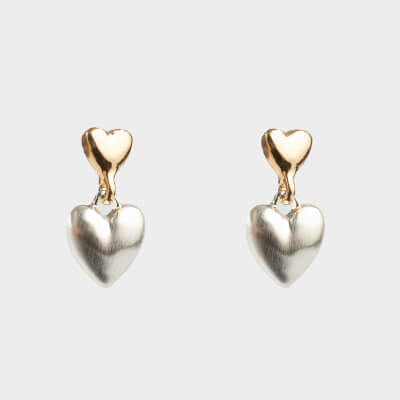 Серьги-пусеты, 2 см, 2 шт, металл, серебристо-золотистые, Jewelry heart ,image-0