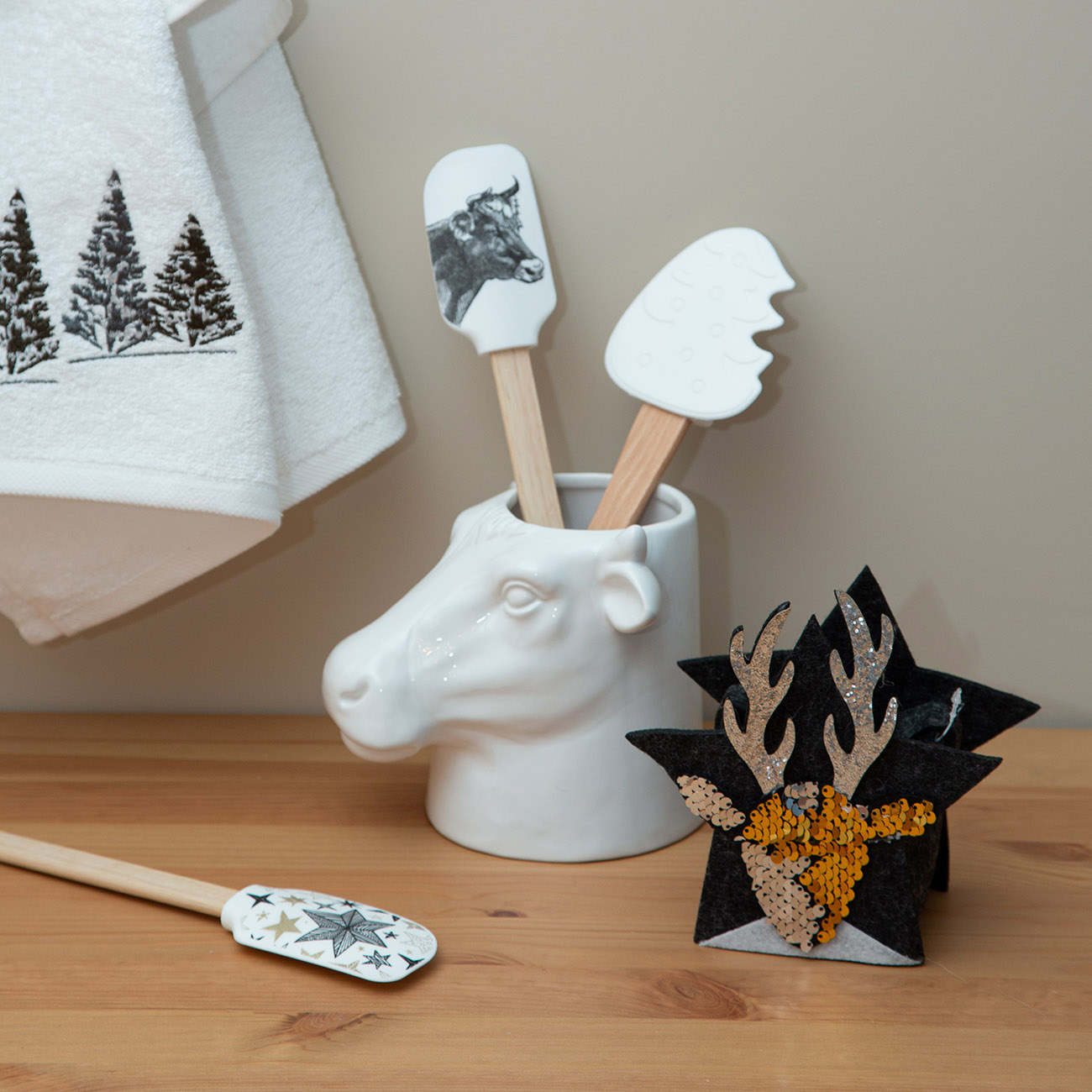 Подставка для кухонных принадлежностей, 15 см, керамика, белая, Корова, Polar bull изображение № 4