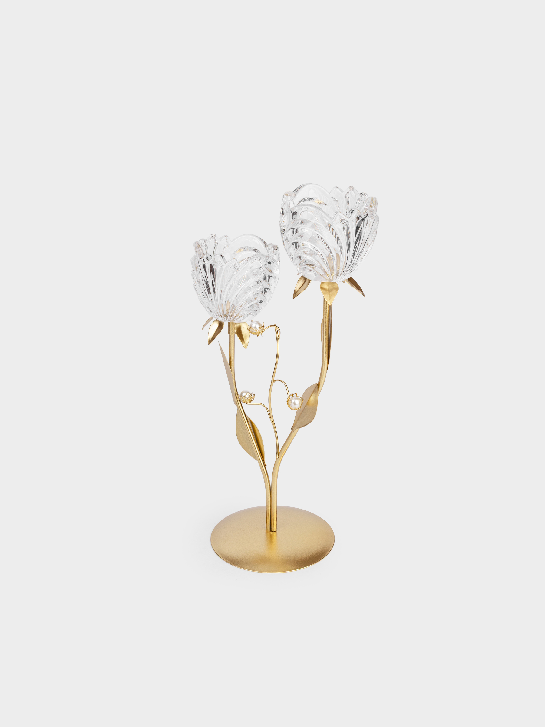 Подсвечник, 39 см, 2 чайные свечи, Цветы с бусинами, Fantastic flowers, image-2