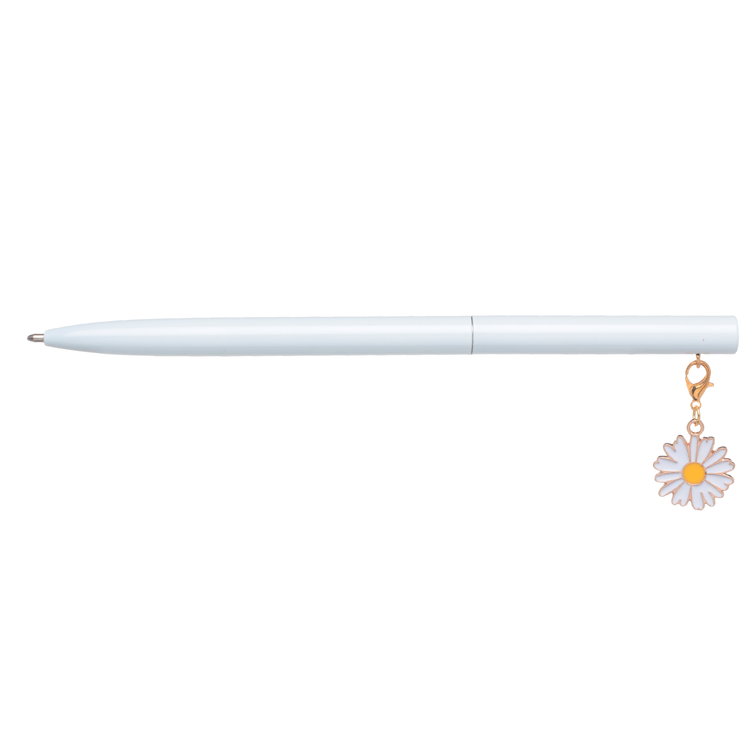 Ручка шариковая, 13 см, с подвеской, сталь, белая, Ромашка, Stationery gold изображение № 2