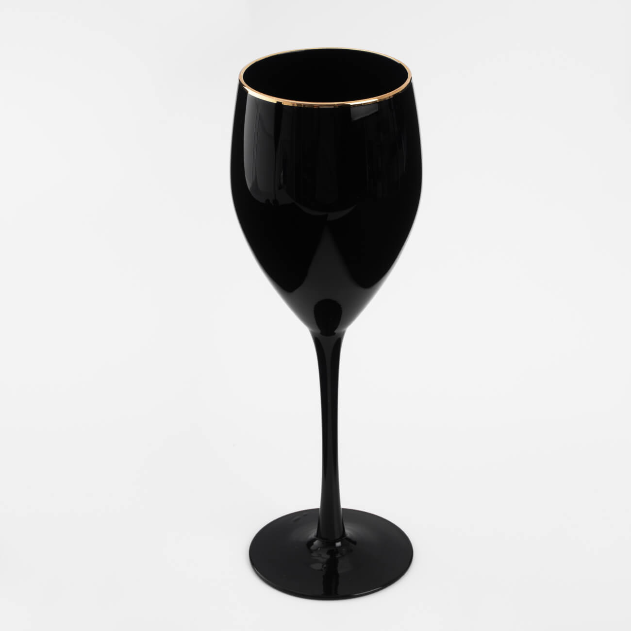 Бокал для вина, 350 мл, стекло, с золотистым кантом, черный, Bresso color