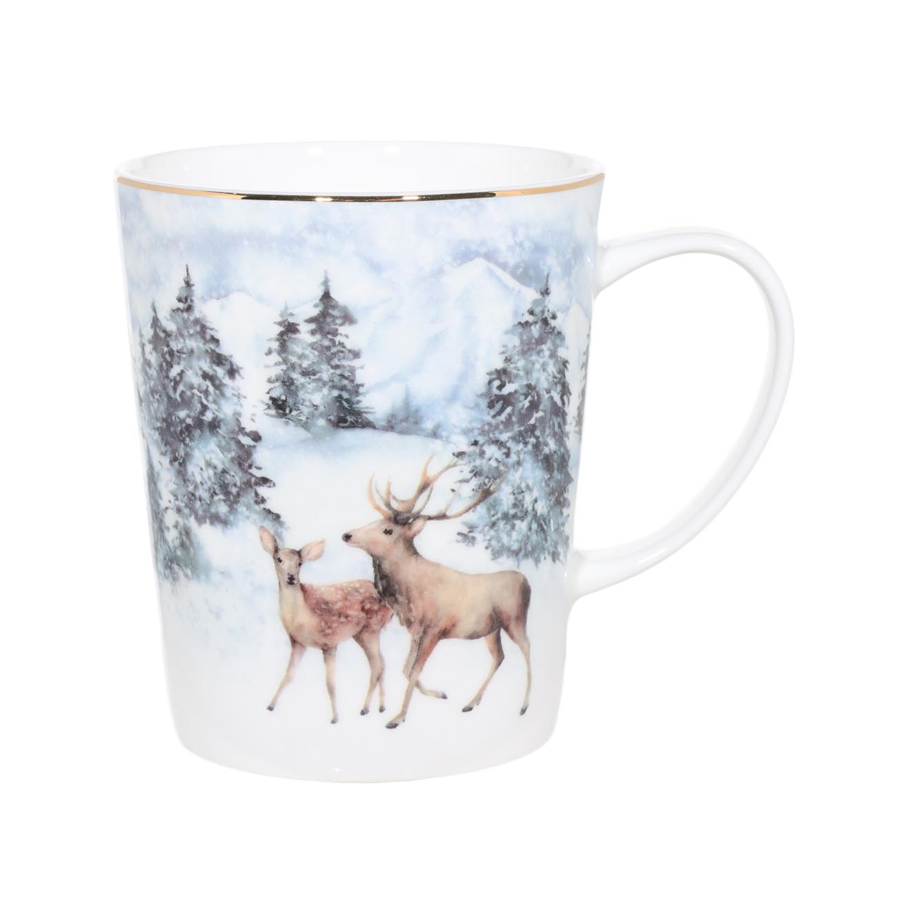 

Кружка, 350 мл, фарфор F, Олени в заснеженном лесу, Winter deer