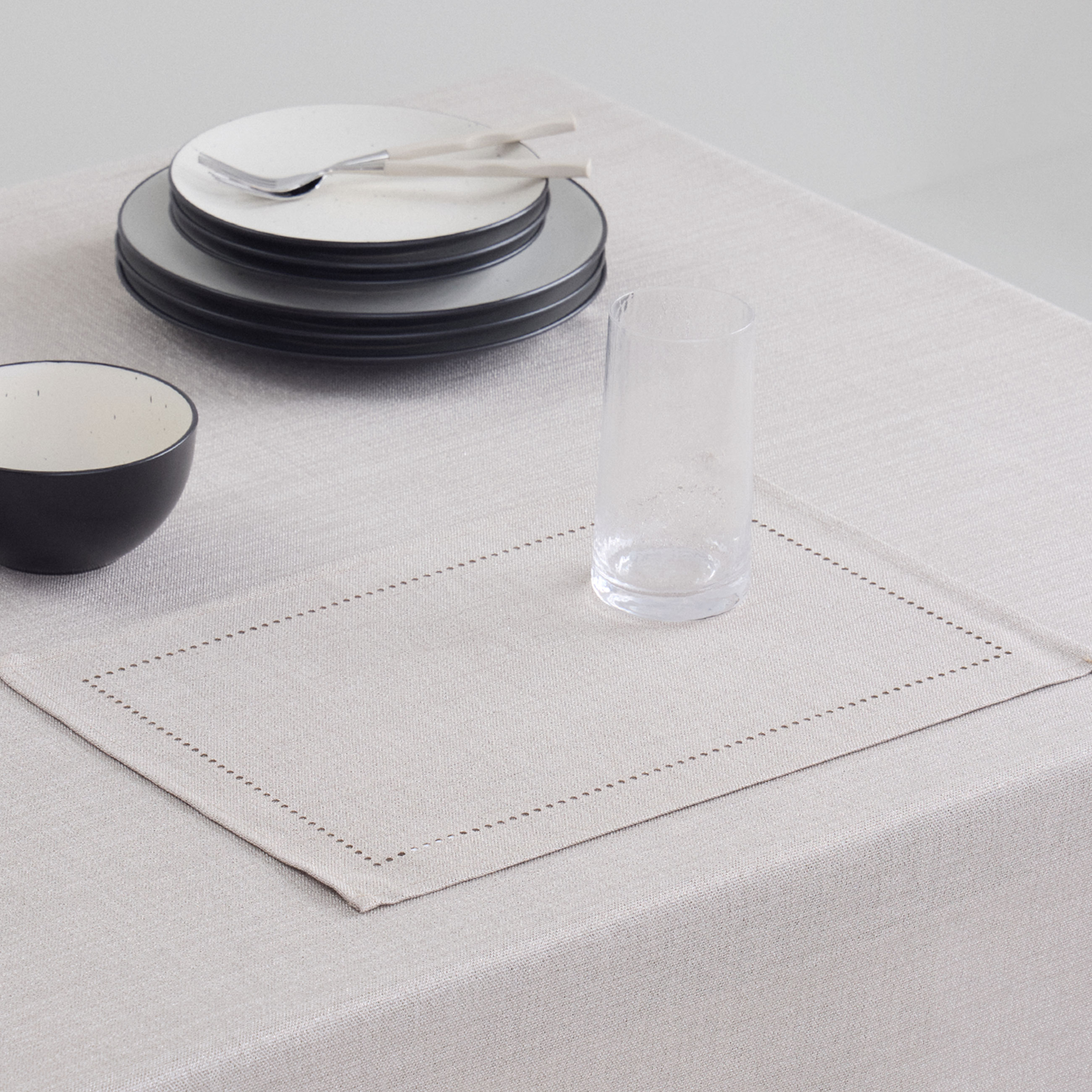 Салфетка под приборы, 30х45 см, полиэстер, прямоугольная, бежевая, Hemstitch