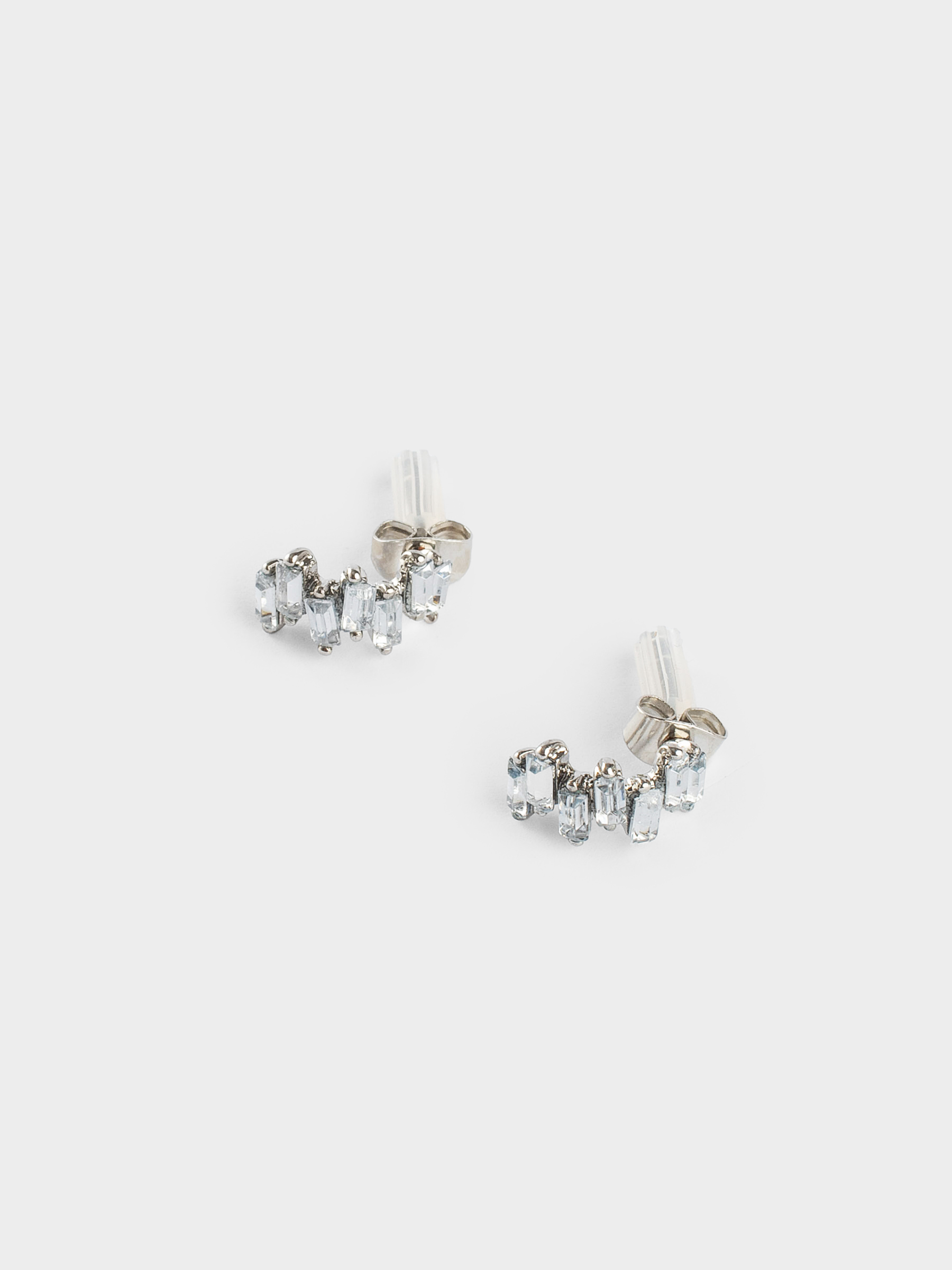 Серьги-пусеты, 1 см, 2 шт, металл/акрил, серебристые, Кристаллы, Jewelry crystal, image-2